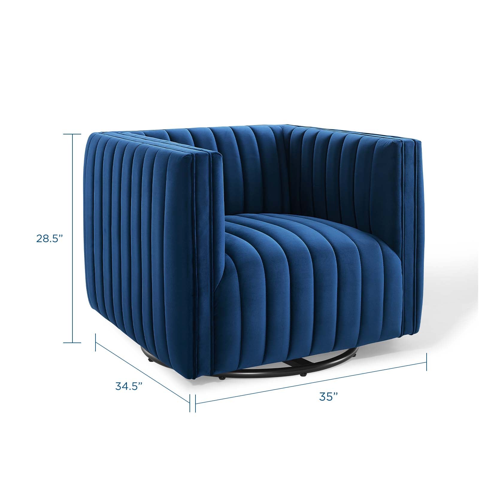Conjure Channel Tufted Performance Velvet Swivel Armchair By Modway - EEI-3883 | Armchairs - 11