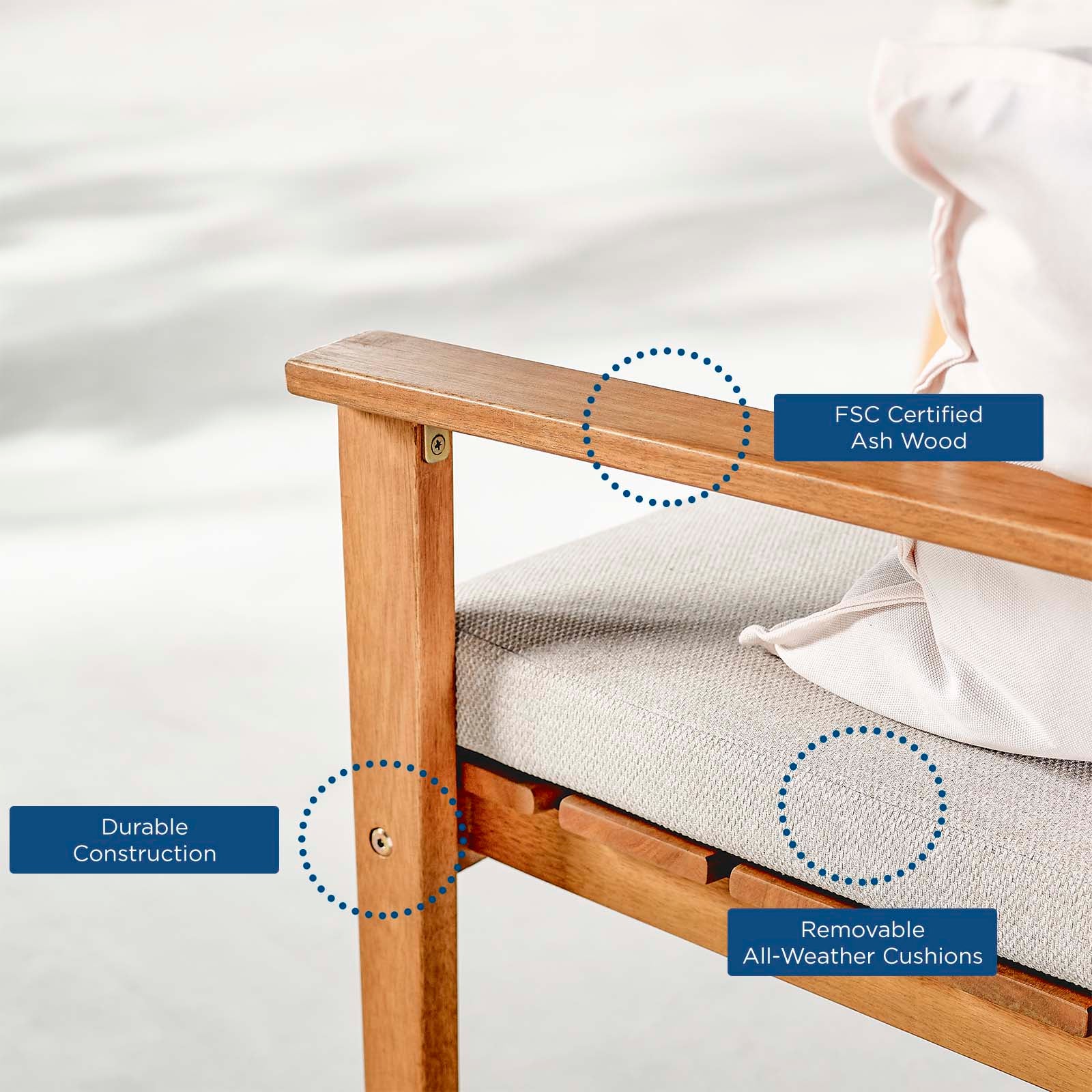 Breton Outdoor Patio Ash Wood Armchair Set of 2 By Modway - EEI-4009 | Outdoor Chairs - 8