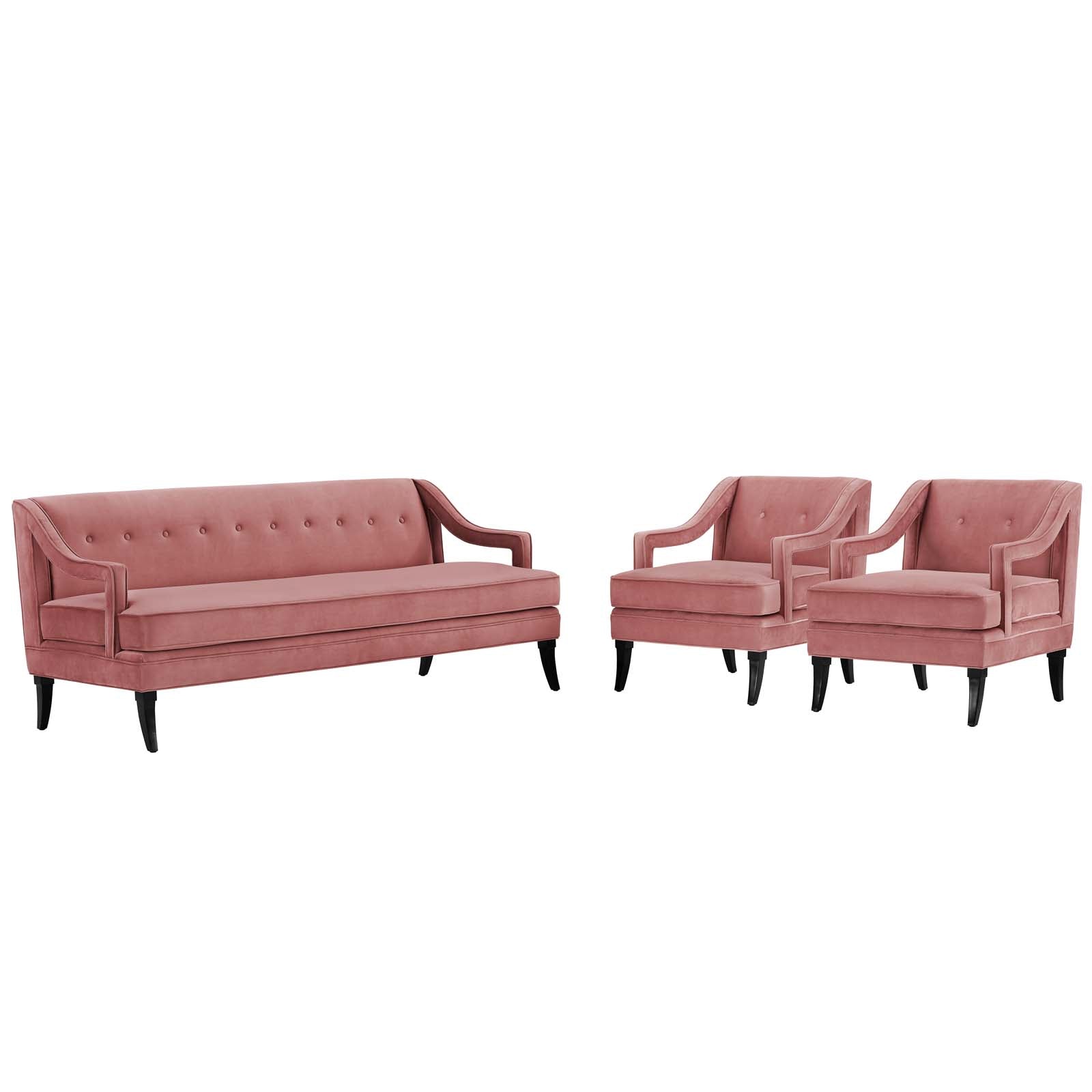 Concur Living Room Set Performance Velvet Set of 3 By Modway - EEI-4025 | Sofa Set - 2