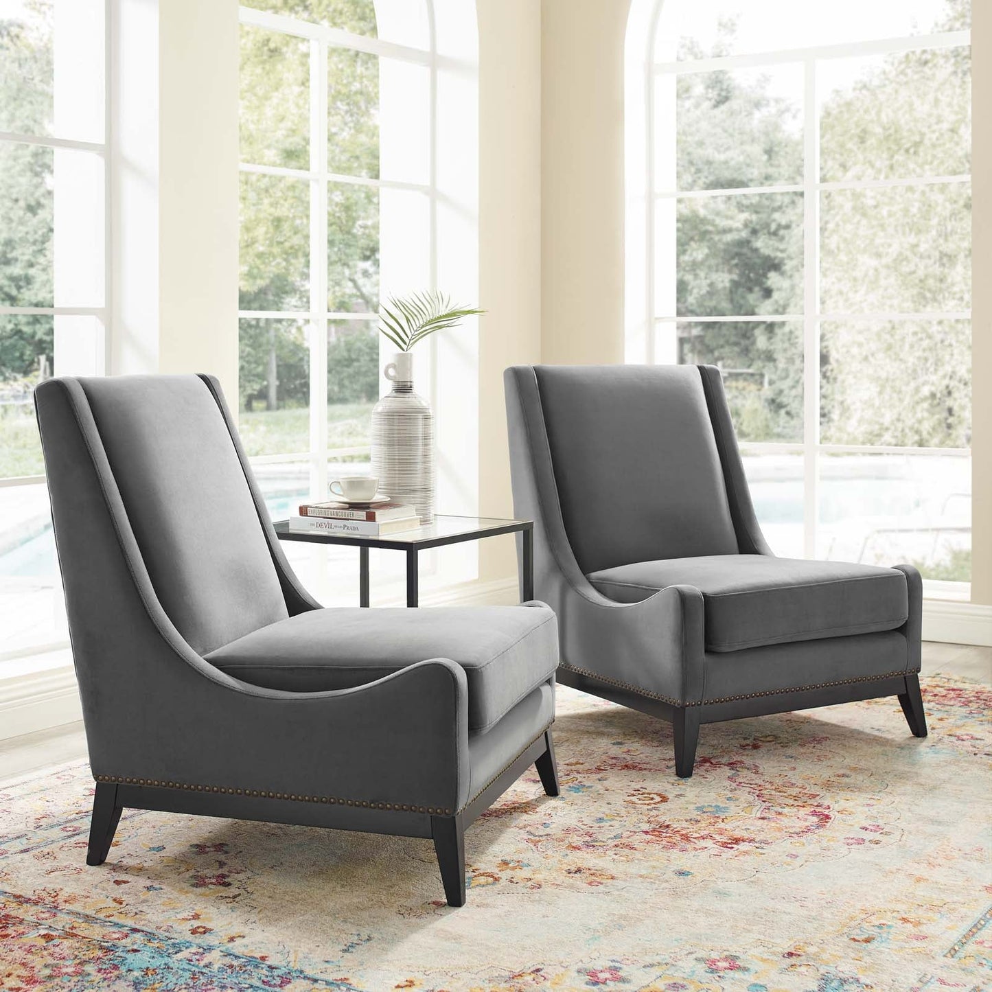 Confident Lounge Chair Upholstered Performance Velvet Set of 2 By Modway - EEI-4487 | Sofa Set