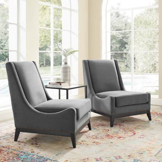 Confident Lounge Chair Upholstered Performance Velvet Set of 2 By Modway - EEI-4487 | Sofa Set
