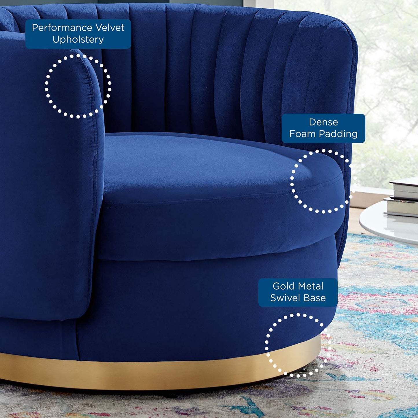 Embrace Tufted Performance Velvet Performance Velvet Swivel Chair By Modway | Armchairs | 