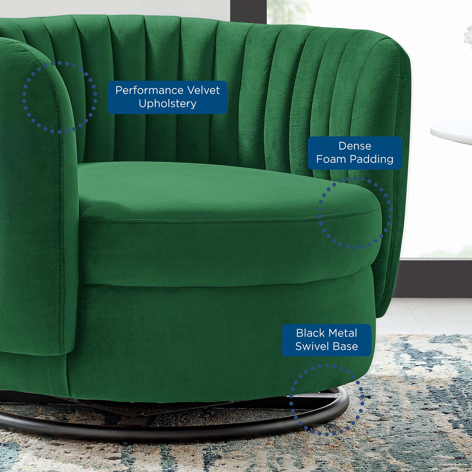 Embrace Tufted Performance Velvet Performance Velvet Swivel Chair By Modway | Armchairs | 
