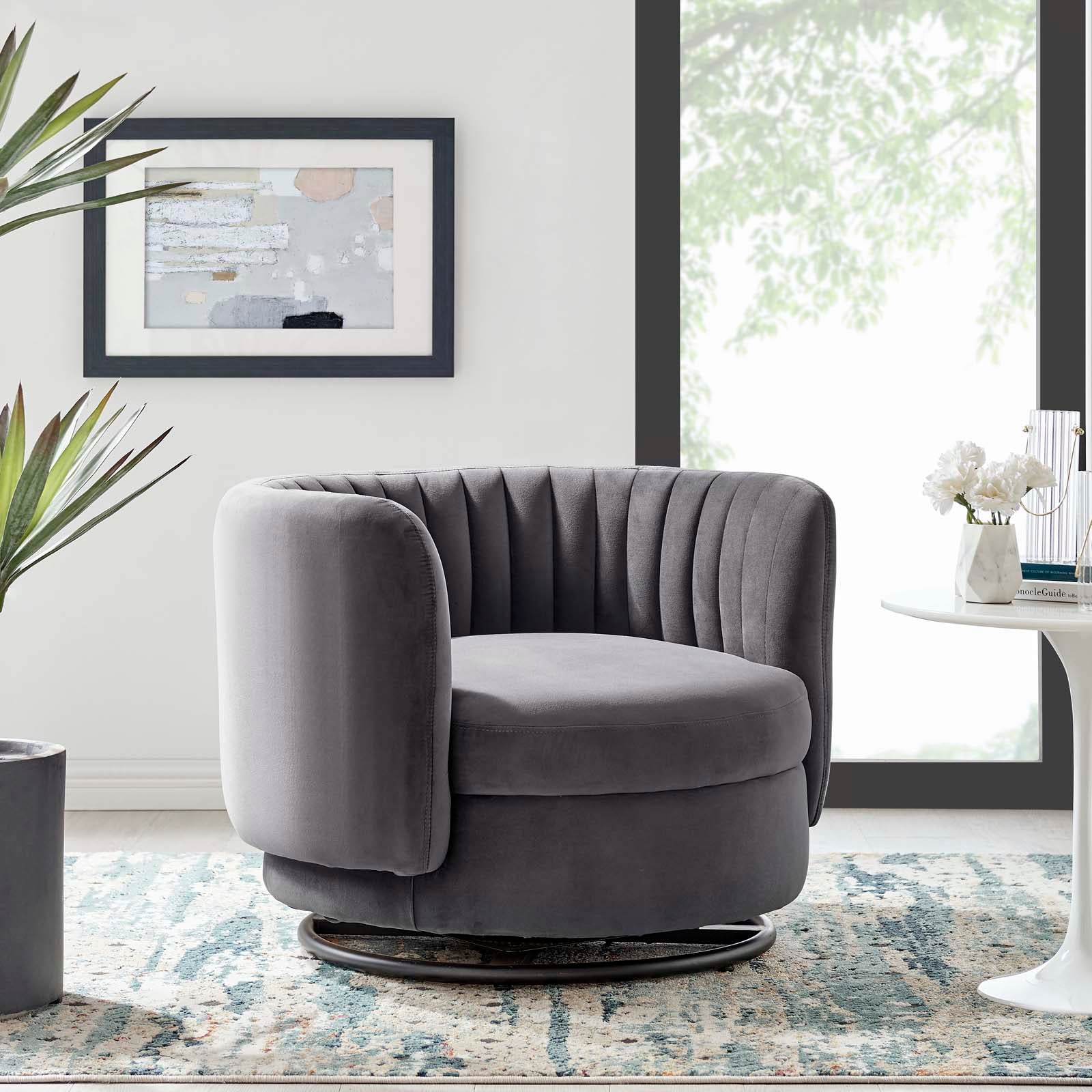 Embrace Tufted Performance Velvet Performance Velvet Swivel Chair By Modway | Armchairs | 