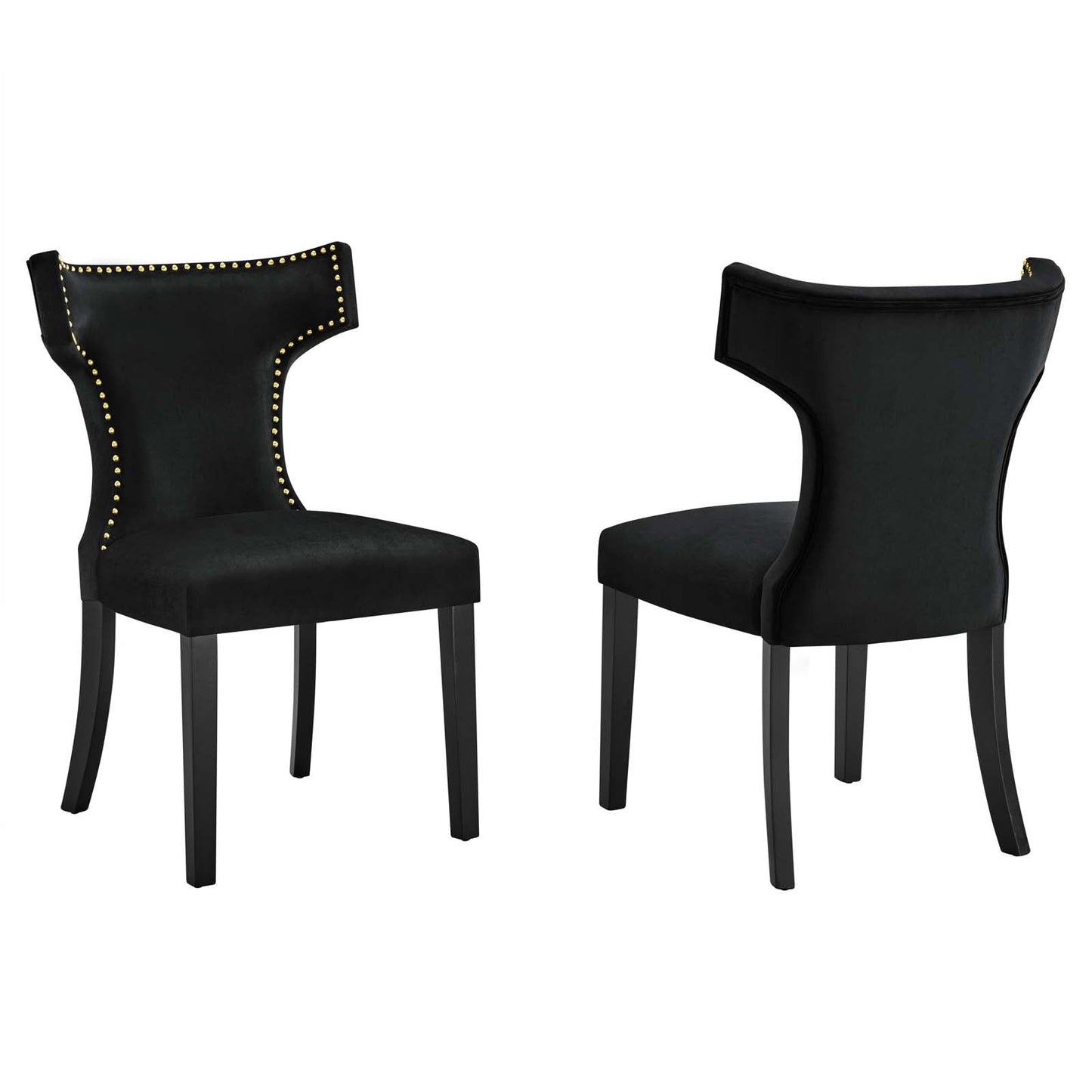 Curve Performance Velvet Dining Chairs - Set of 2 By Modway | Dining Chairs | 