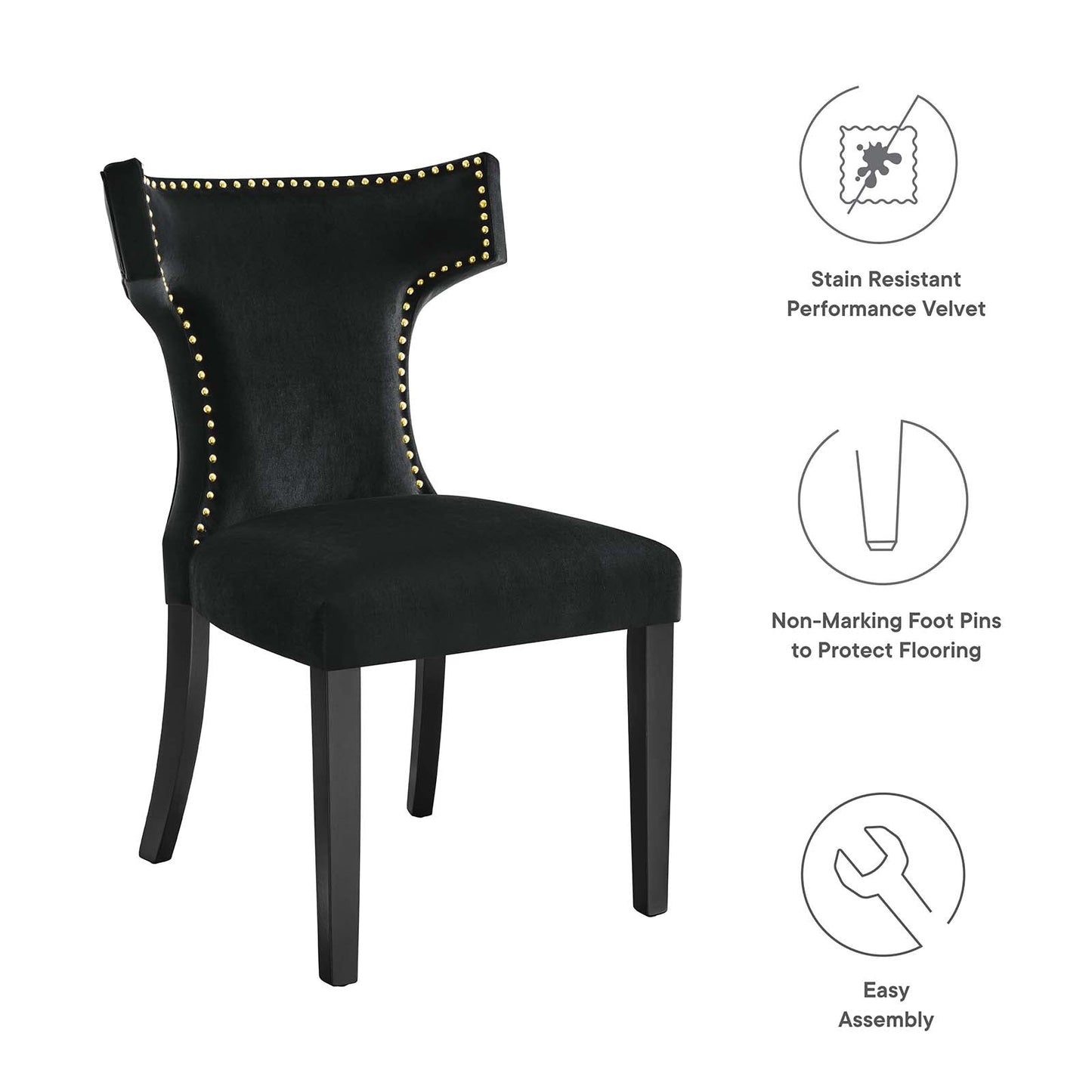 Curve Performance Velvet Dining Chairs - Set of 2 By Modway | Dining Chairs | 