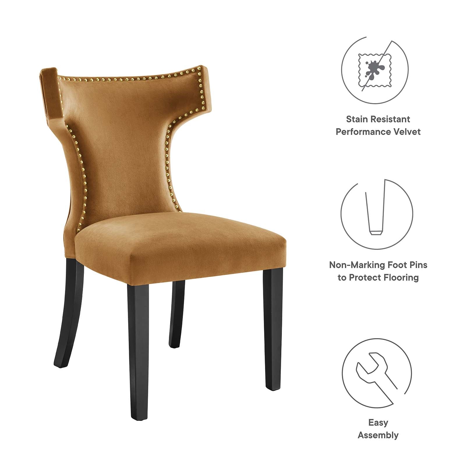 Curve Performance Velvet Dining Chairs - Set of 2 By Modway | Dining Chairs | 