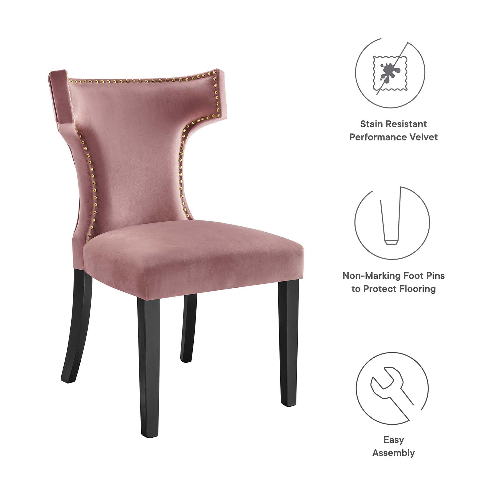 Curve Performance Velvet Dining Chairs - Set of 2 By Modway | Dining Chairs | 