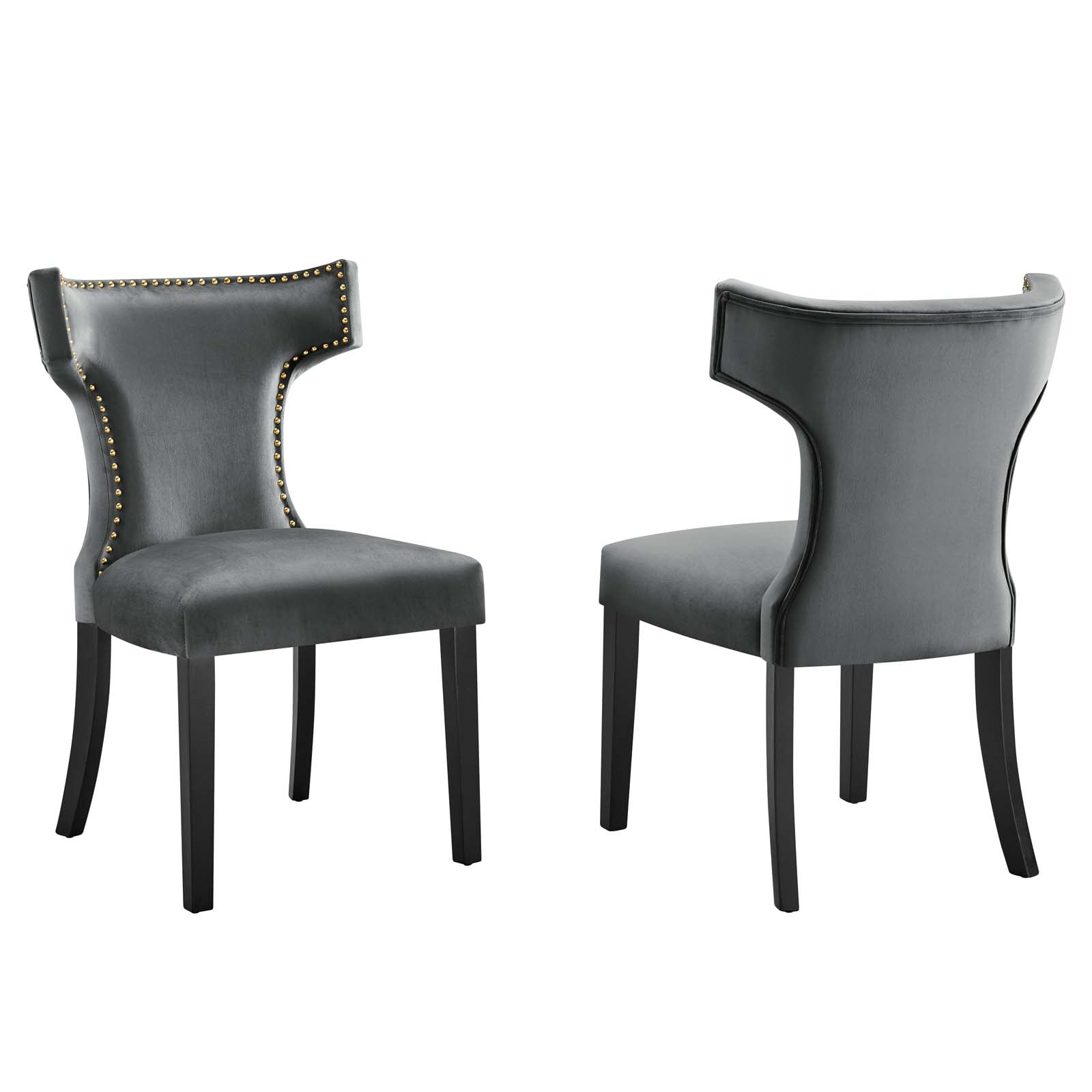 Curve Performance Velvet Dining Chairs - Set of 2 By Modway | Dining Chairs | 