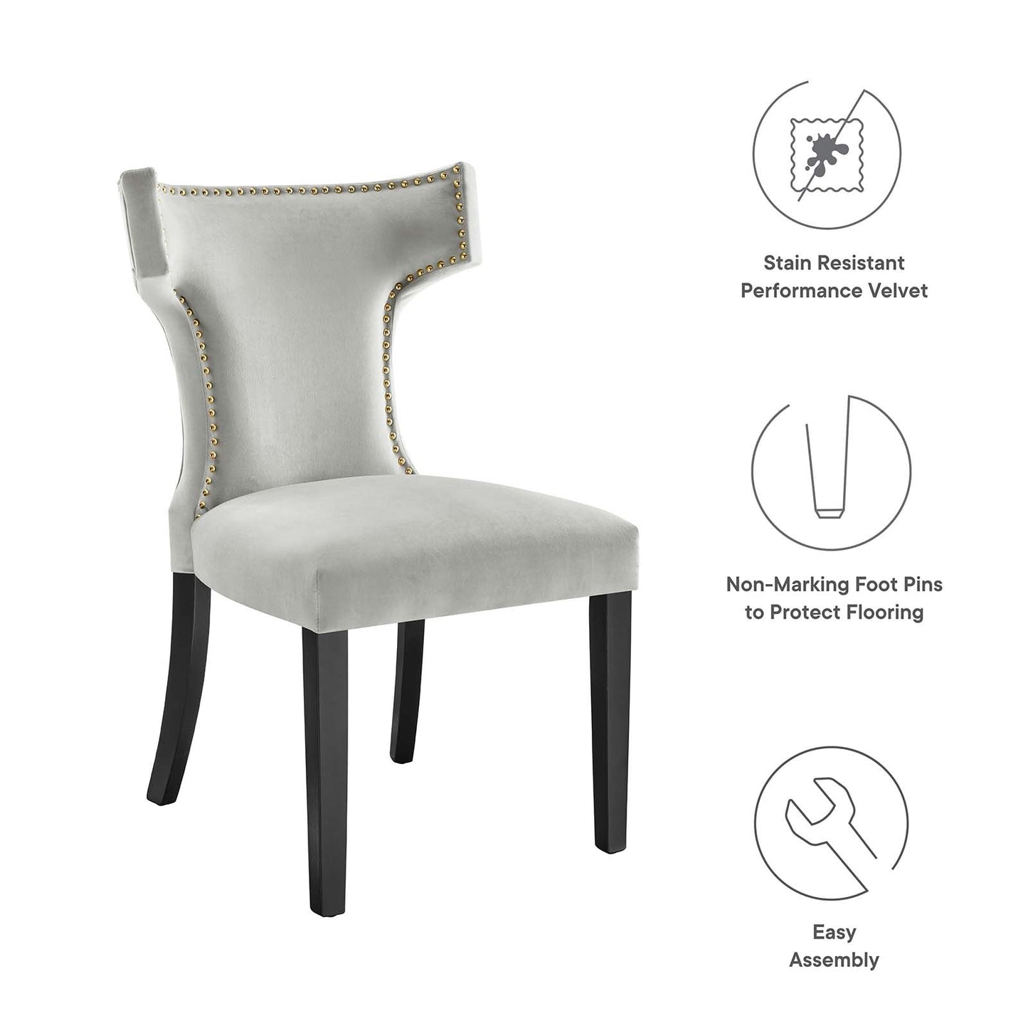 Curve Performance Velvet Dining Chairs - Set of 2 By Modway | Dining Chairs | 