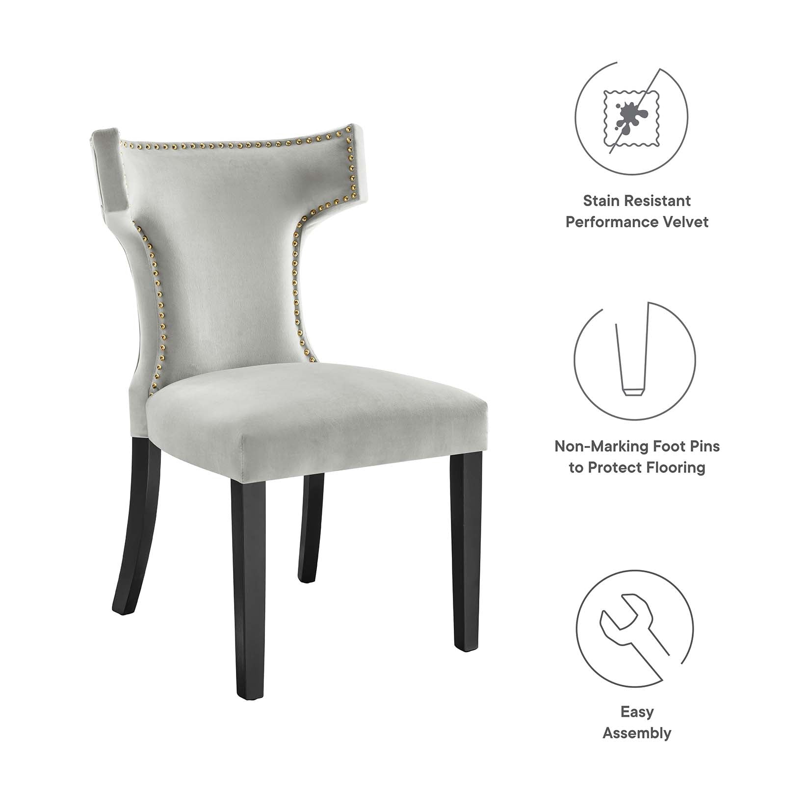 Curve Performance Velvet Dining Chairs - Set of 2 By Modway | Dining Chairs | 