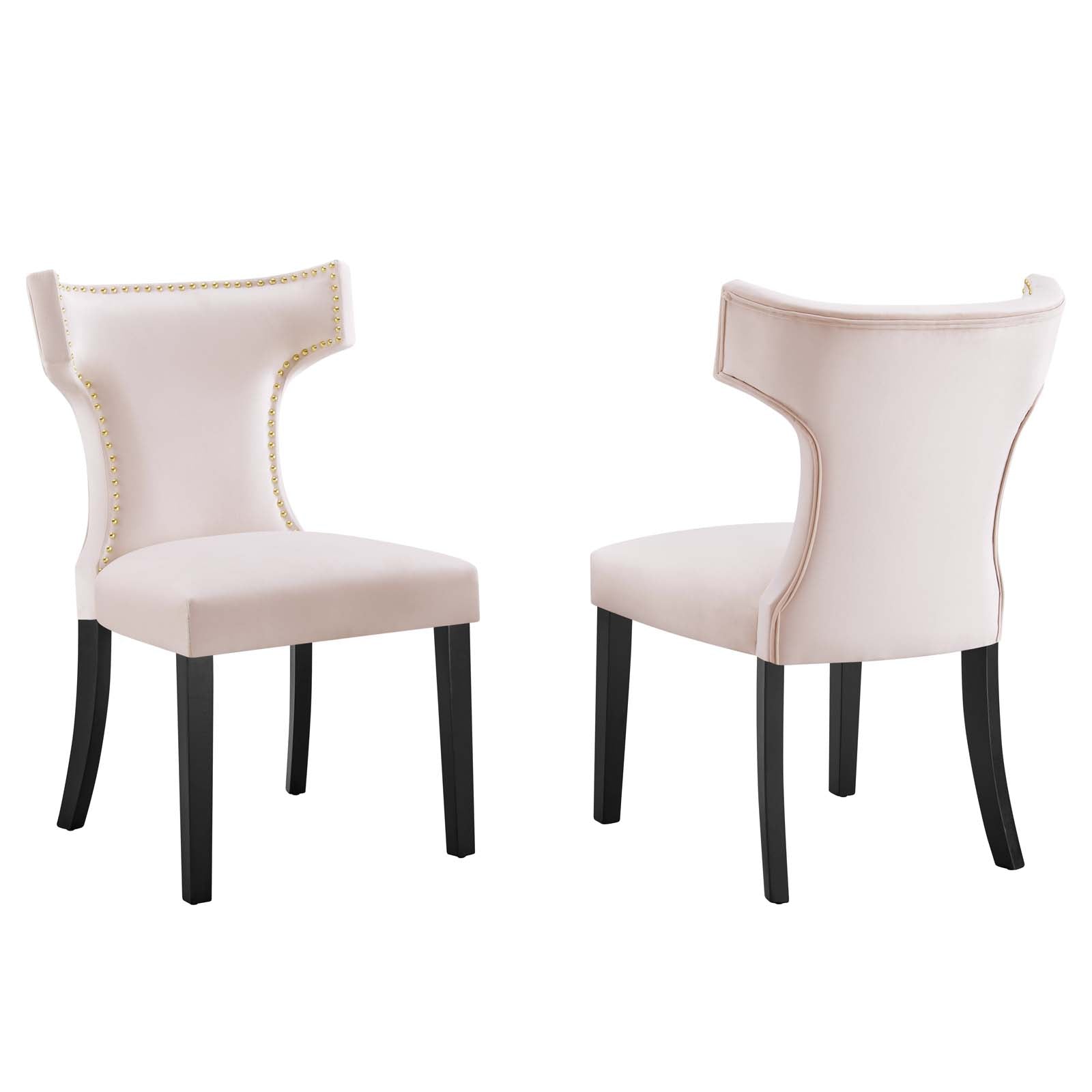 Curve Performance Velvet Dining Chairs - Set of 2 By Modway | Dining Chairs | 