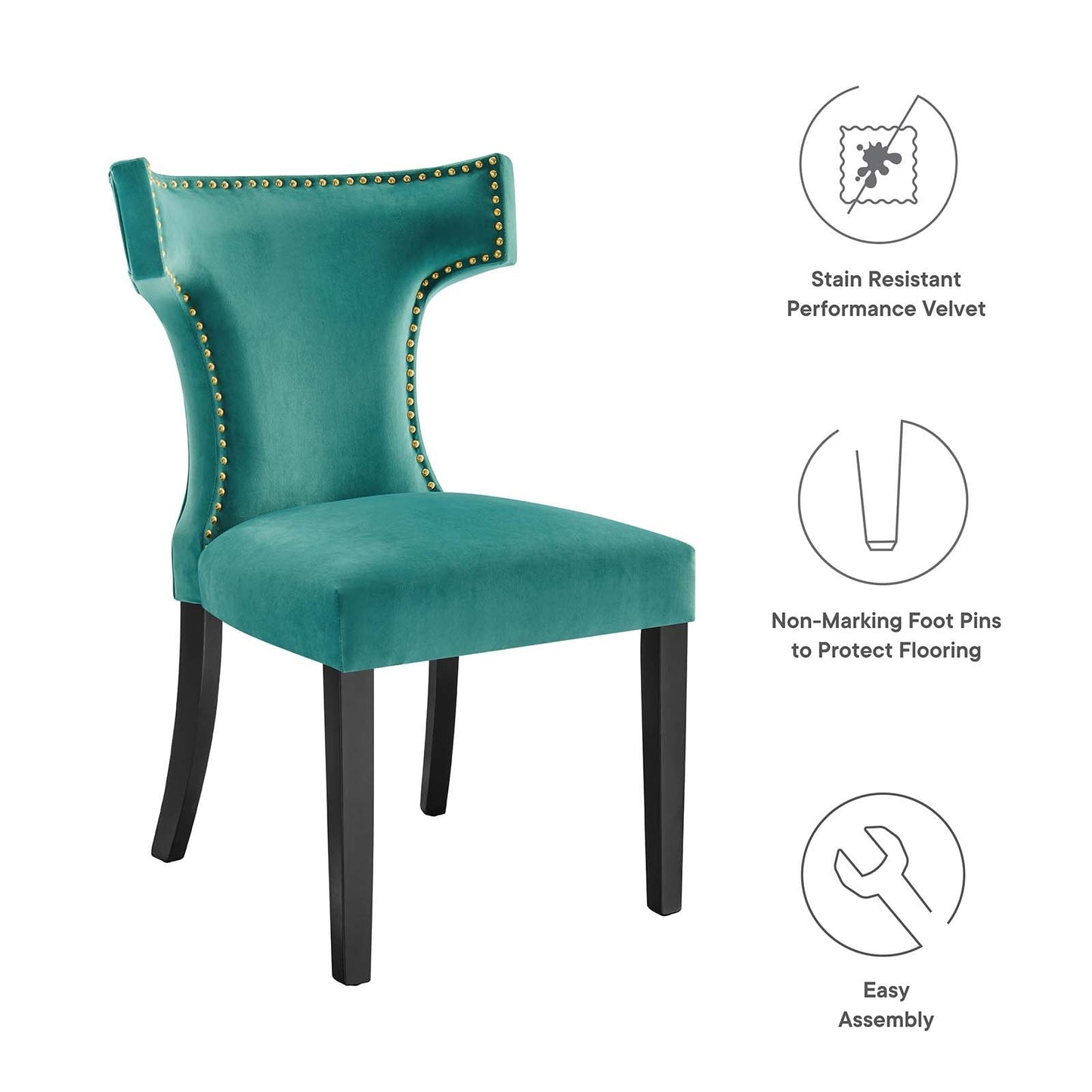 Curve Performance Velvet Dining Chairs - Set of 2 By Modway | Dining Chairs | 