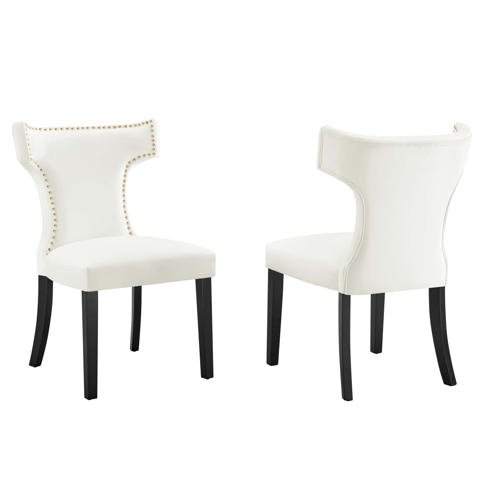 Curve Performance Velvet Dining Chairs - Set of 2 By Modway | Dining Chairs | 
