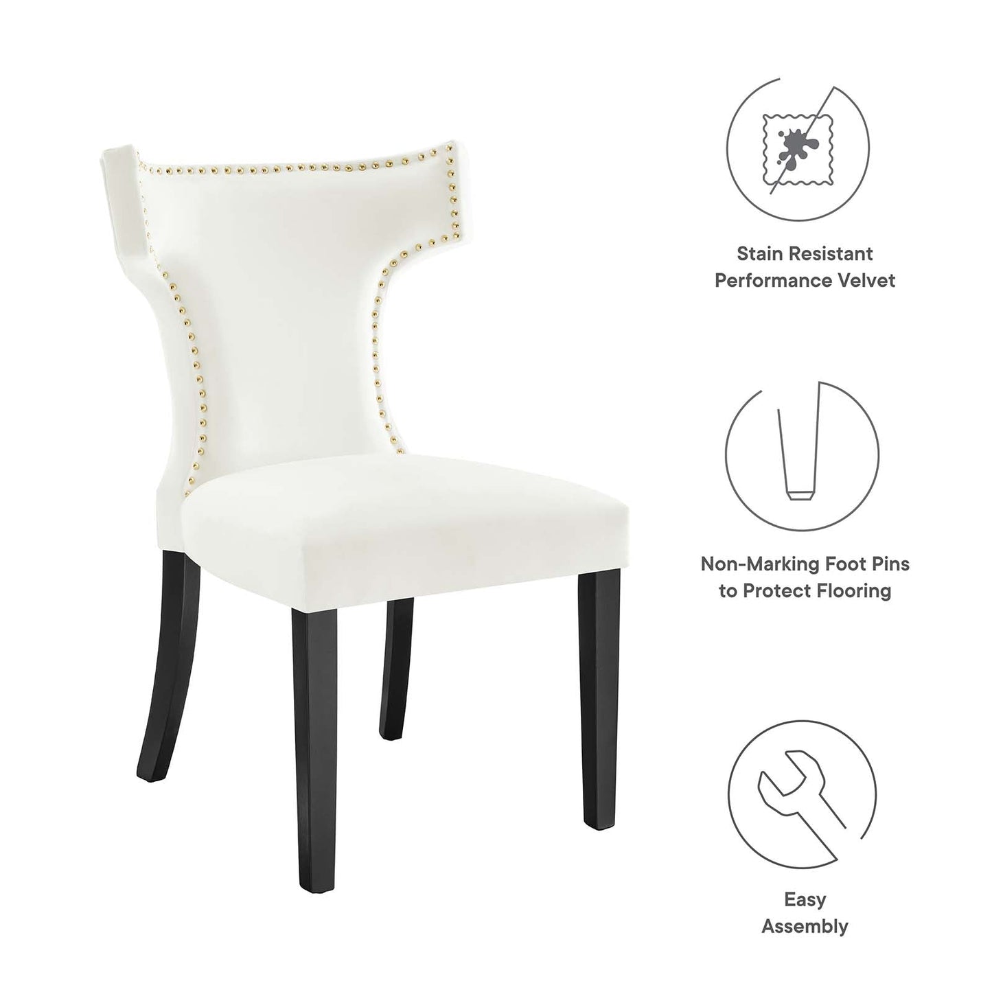 Curve Performance Velvet Dining Chairs - Set of 2 By Modway | Dining Chairs | 