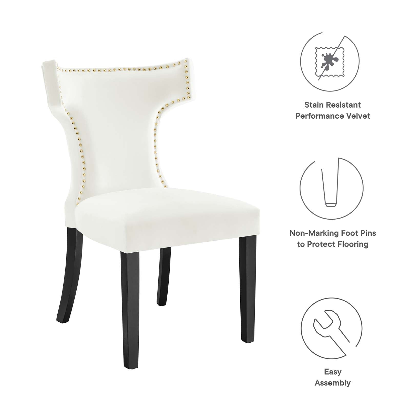 Curve Performance Velvet Dining Chairs - Set of 2 By Modway | Dining Chairs | 
