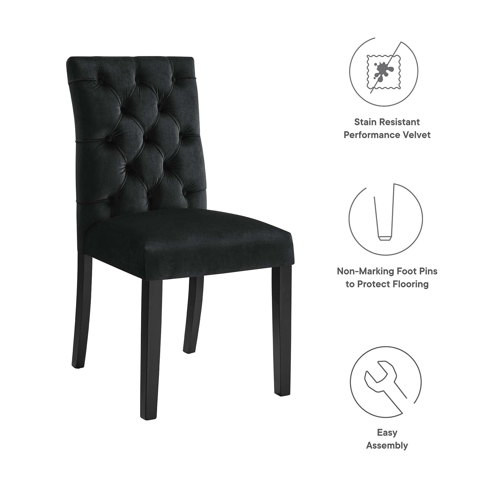 Duchess Performance Velvet Dining Chairs - Set of 2 By Modway | Dining Chairs | 