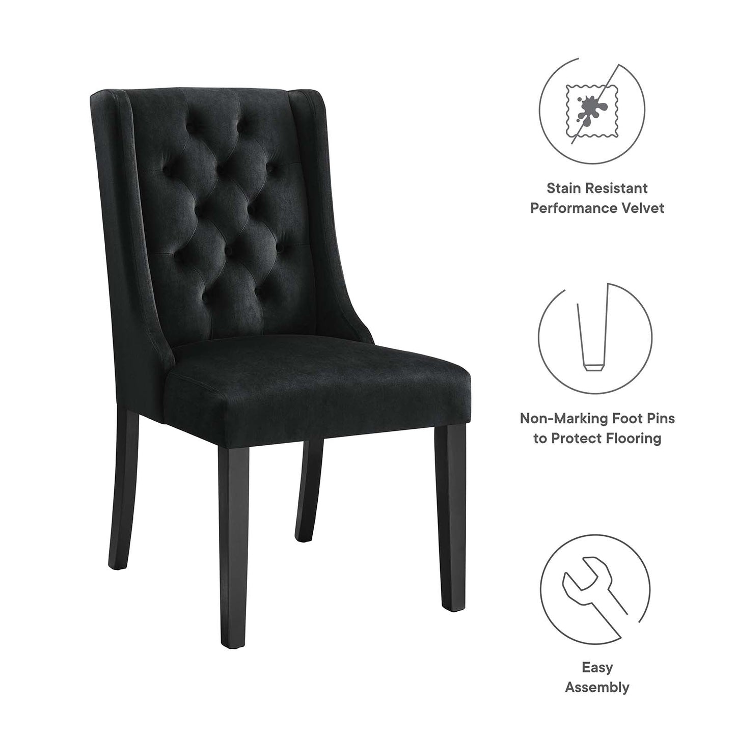 Baronet Performance Velvet Dining Chairs - Set of 2 By Modway | Dining Chairs | 