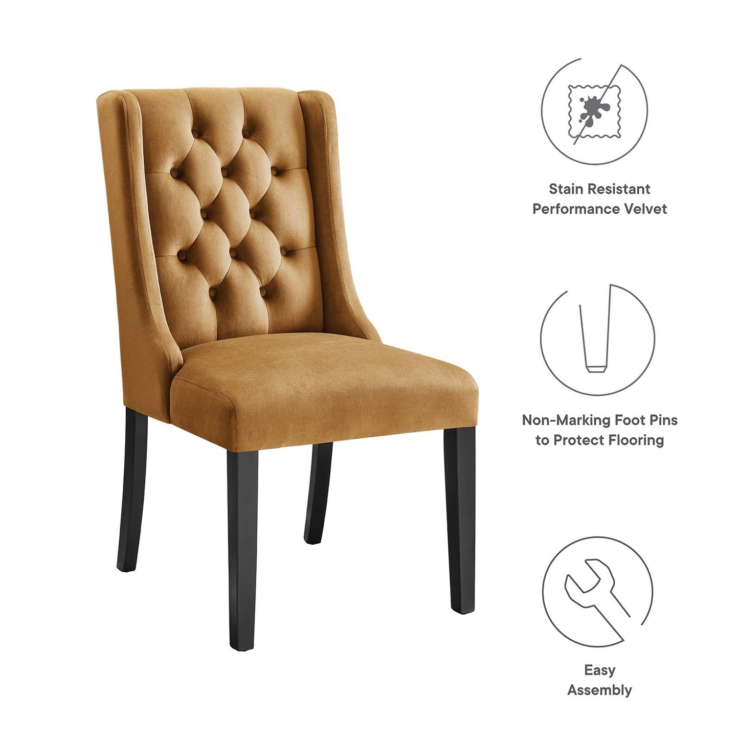 Baronet Performance Velvet Dining Chairs - Set of 2 By Modway | Dining Chairs | 