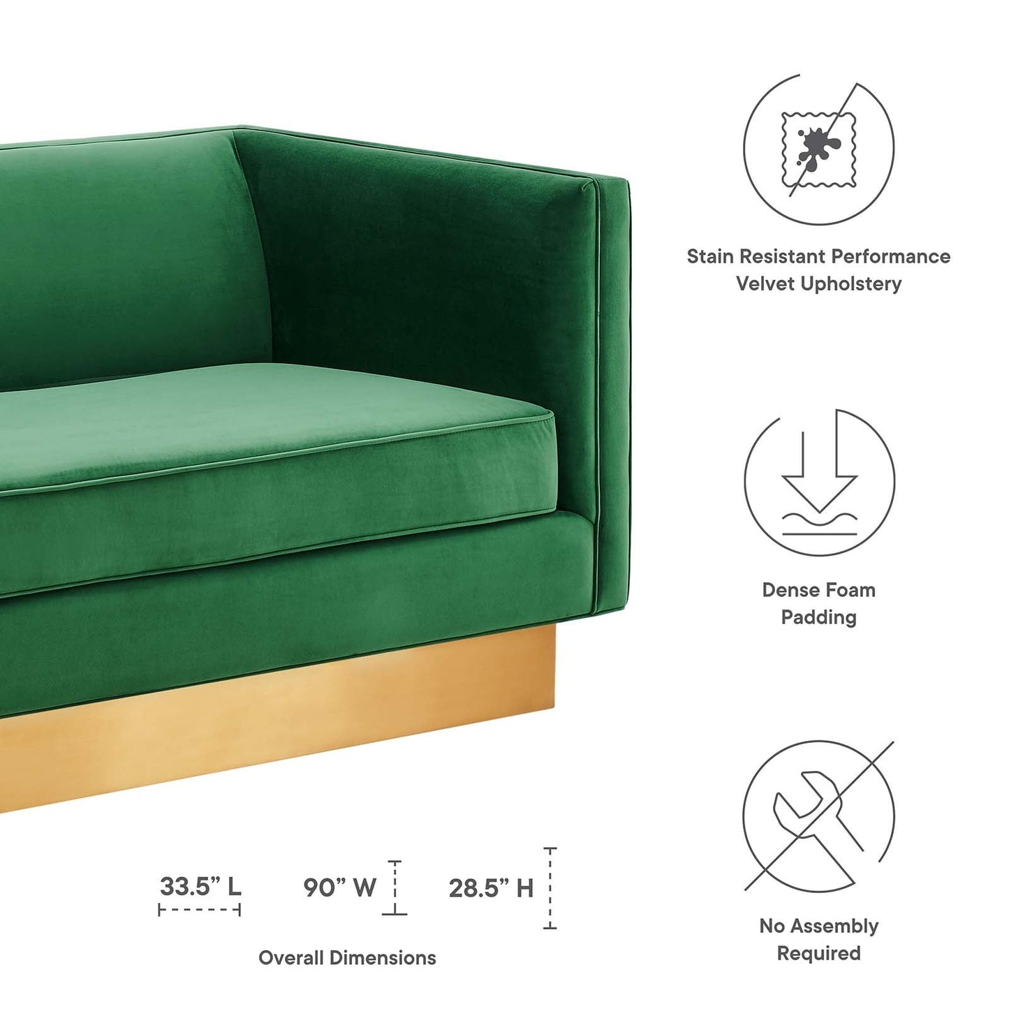 Eminence Upholstered Performance Velvet Sofa By Modway | Sofas | 