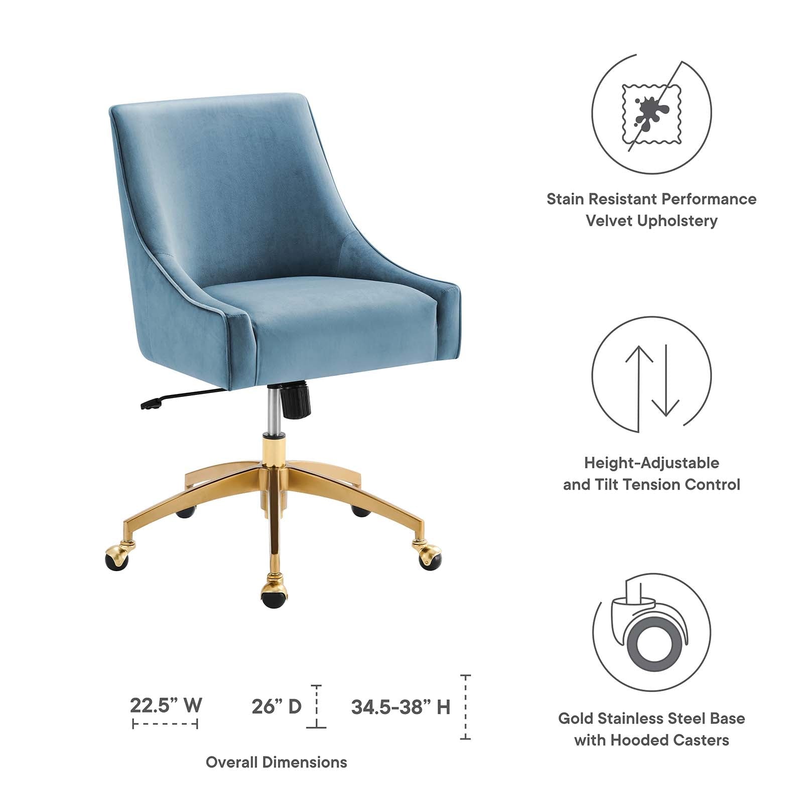 Discern Performance Velvet Office Chair By Modway - EEI-5079-GRN | Office Chairs |  Modishstore - 20
