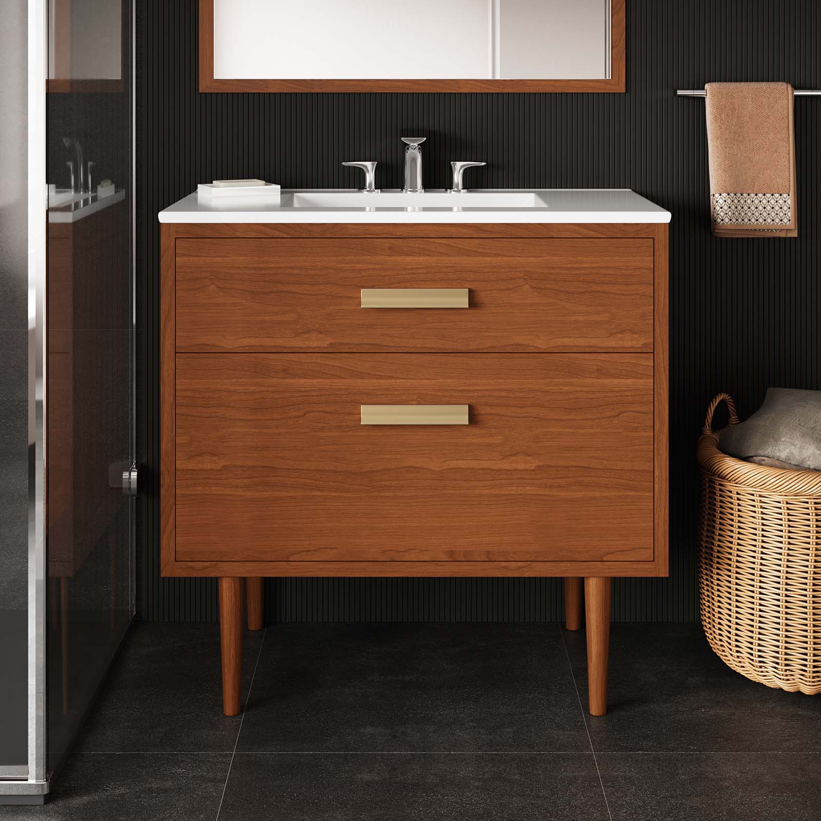 Cassia 36" Teak Wood Bathroom Vanity Cabinet (Sink Basin Not Included) By Modway - EEI-5083 | Bathroom Accessories