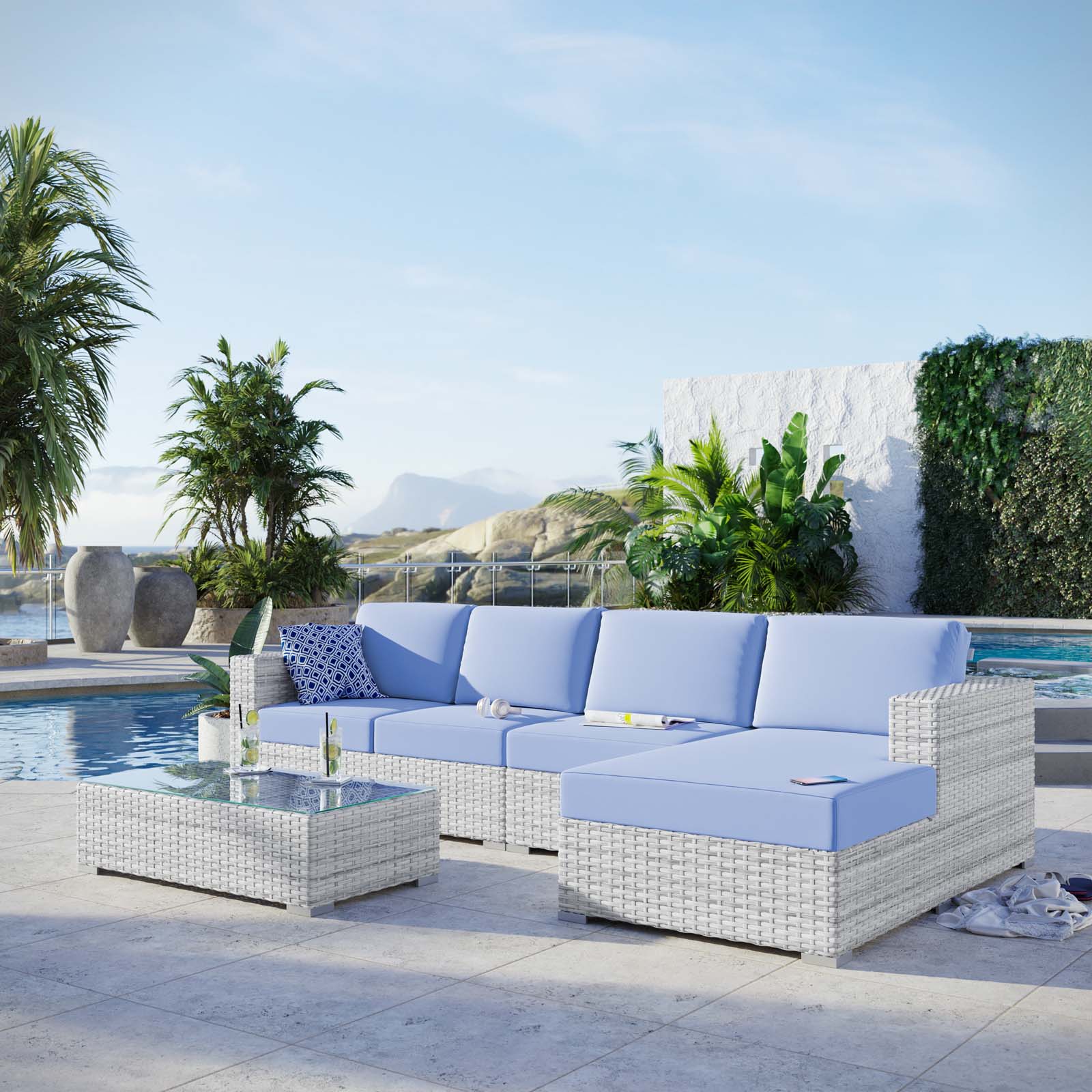 Convene 4-Piece Outdoor Patio Sectional Set By Modway - EEI-5445 | Outdoor Sofas, Loveseats & Sectionals