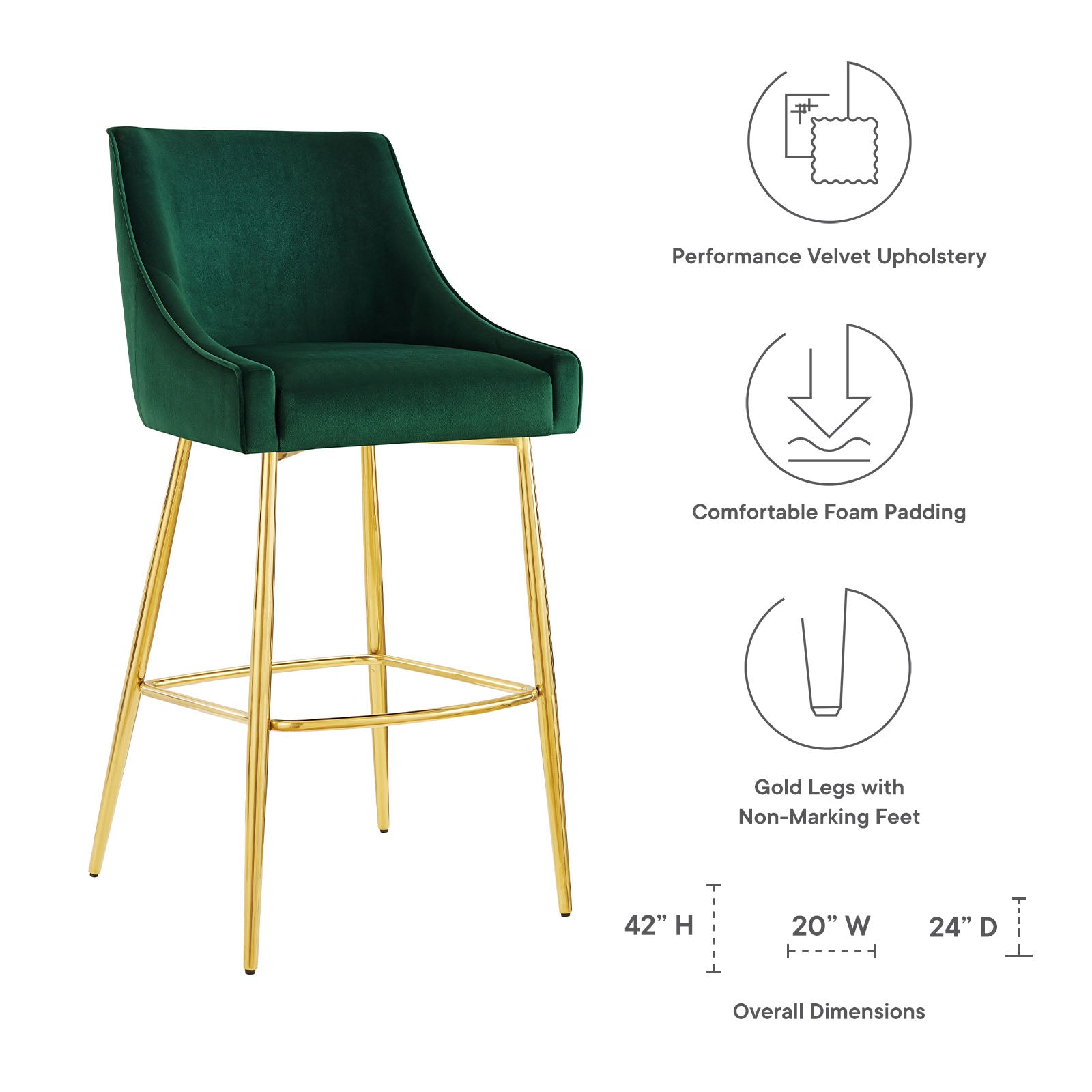 Discern Performance Velvet Bar Stool By Modway | Bar Stools | 