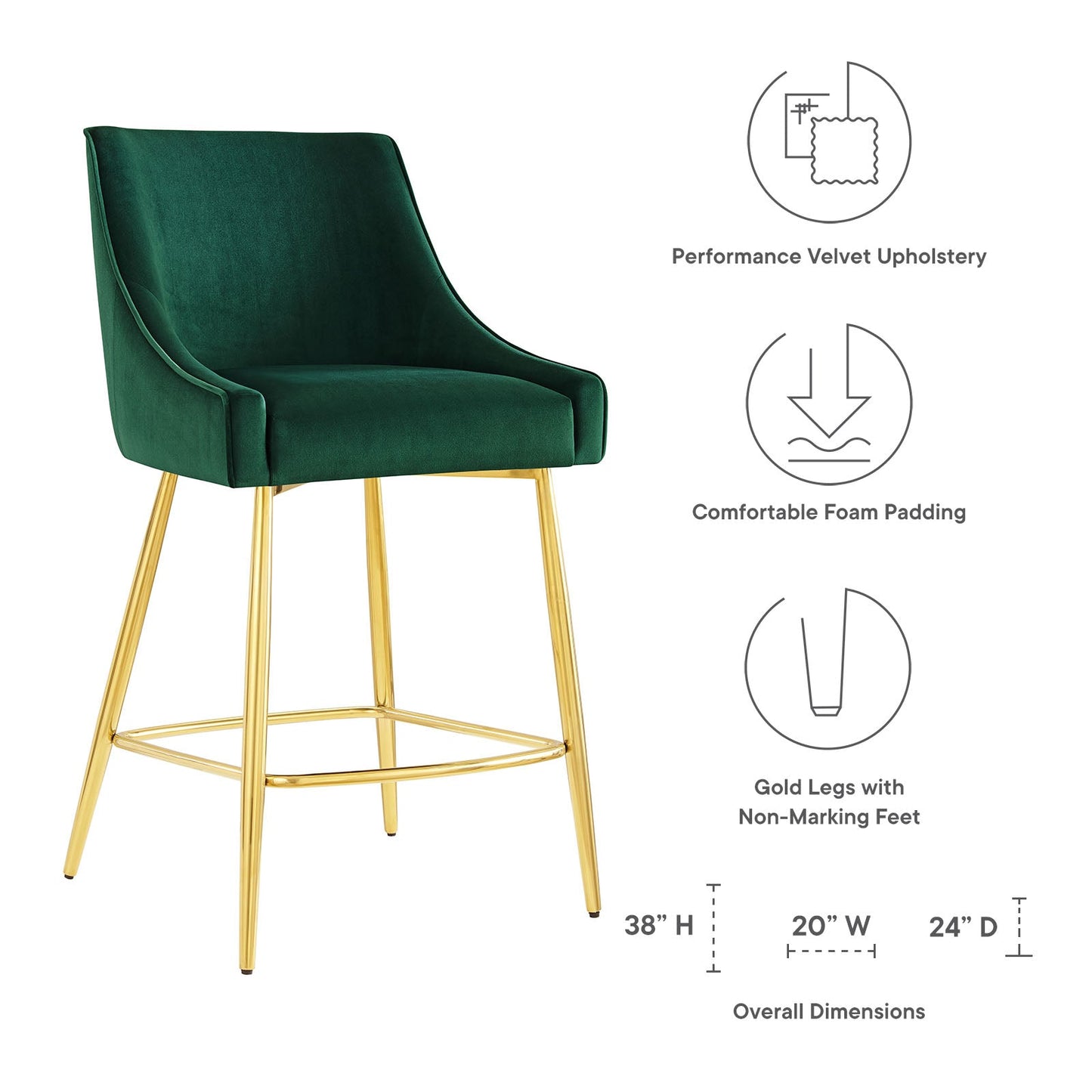 Discern Performance Velvet Counter Stool By Modway | Bar Stools | 