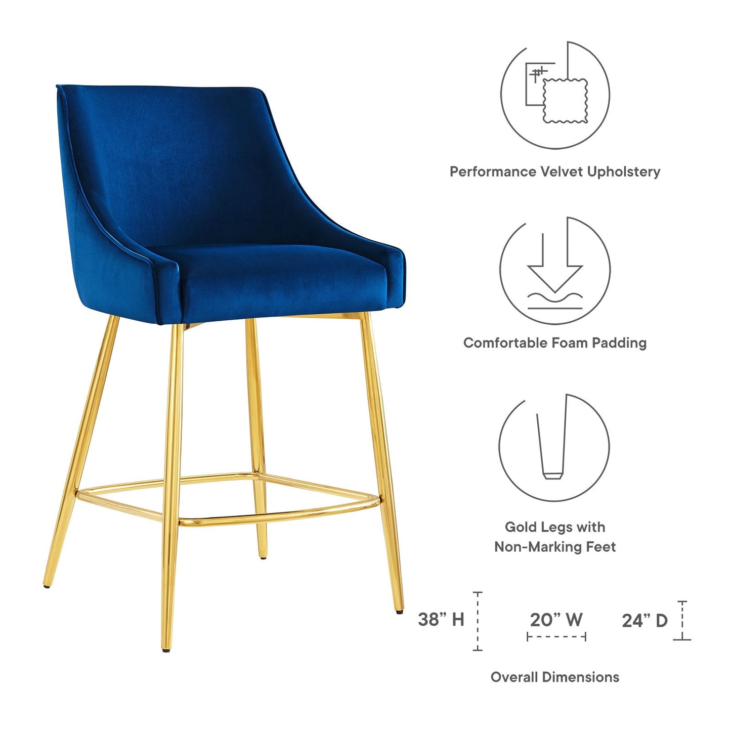 Discern Performance Velvet Counter Stool By Modway | Bar Stools | 