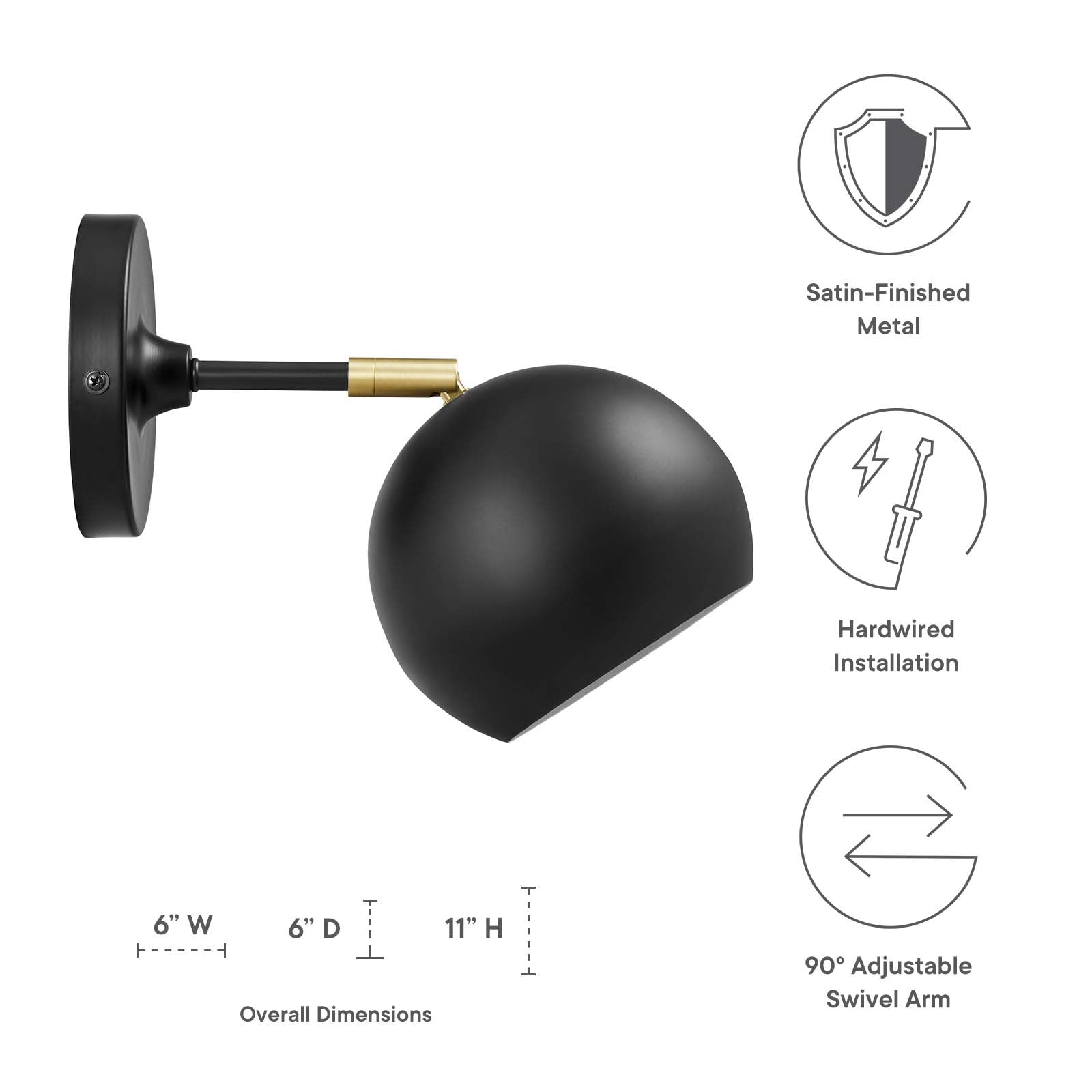 Chalice 4" Swing-Arm Metal Wall Sconce By Modway - EEI-5613 | Ceiling Lamps | Modway - 3