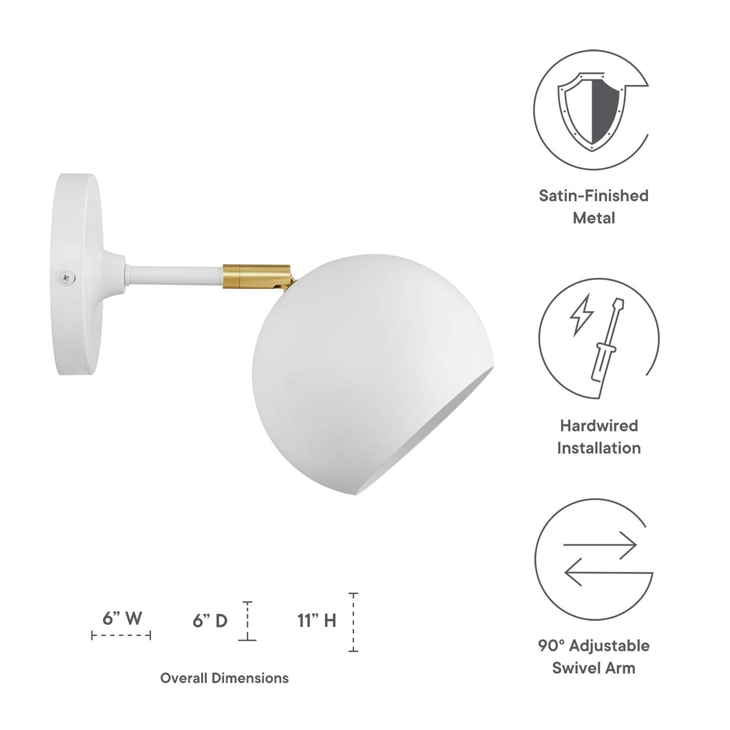 Chalice 4" Swing-Arm Metal Wall Sconce By Modway - EEI-5613 | Ceiling Lamps | Modway - 18