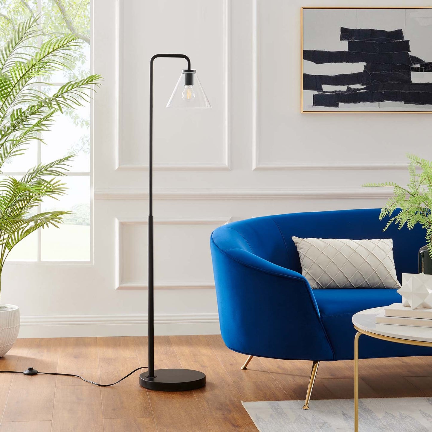 Element Transparent Glass Glass And Metal Floor Lamp By Modway - EEI-5618-BLK | Floor Lamps |  Modishstore