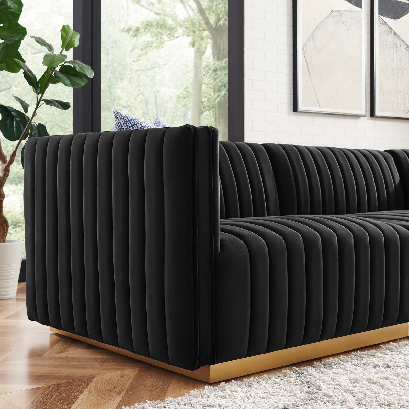 Conjure Channel Tufted Performance Velvet 4-Piece Sectional By Modway - EEI-5844 | Sectional - 9