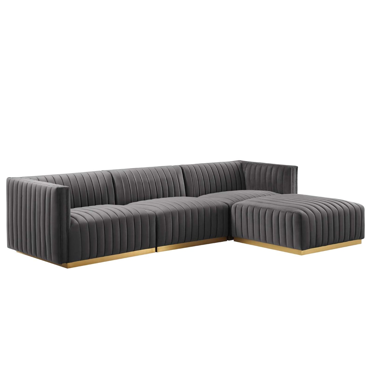 Conjure Channel Tufted Performance Velvet 4-Piece Sectional By Modway - EEI-5844 | Sectional - 33