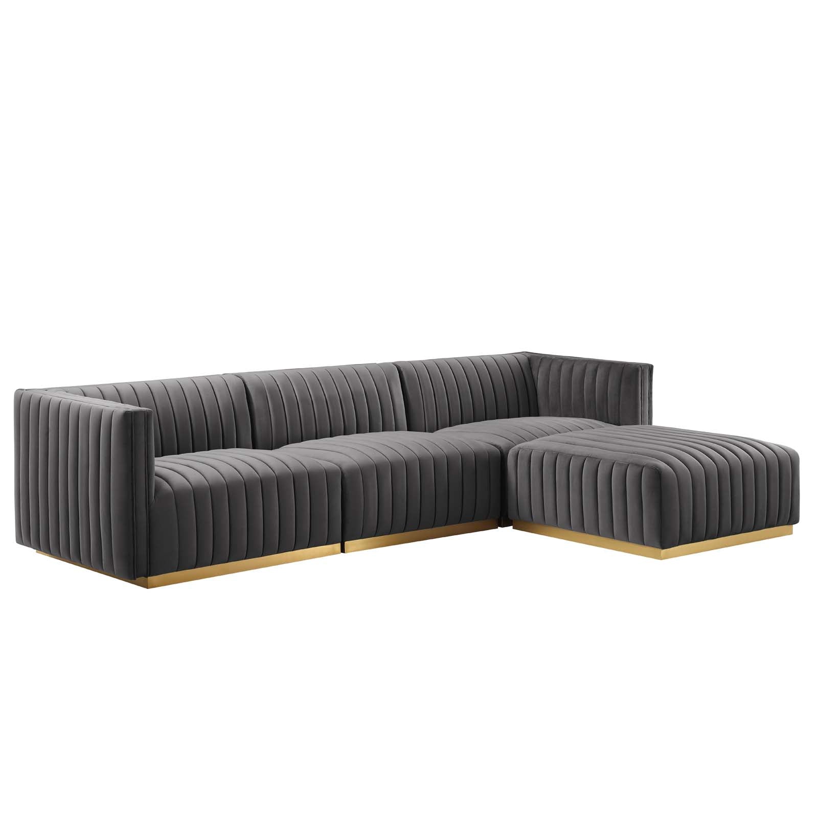 Conjure Channel Tufted Performance Velvet 4-Piece Sectional By Modway - EEI-5844 | Sectional - 33