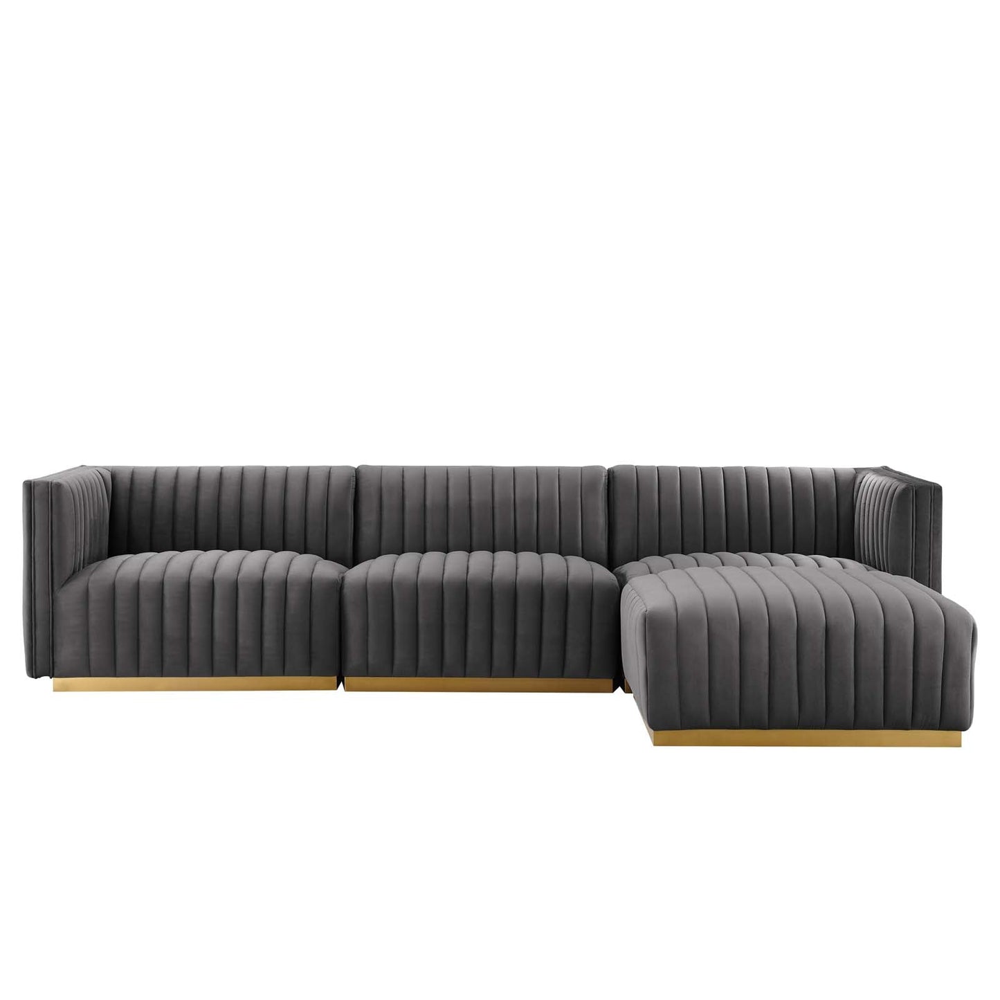 Conjure Channel Tufted Performance Velvet 4-Piece Sectional By Modway - EEI-5844 | Sectional - 42