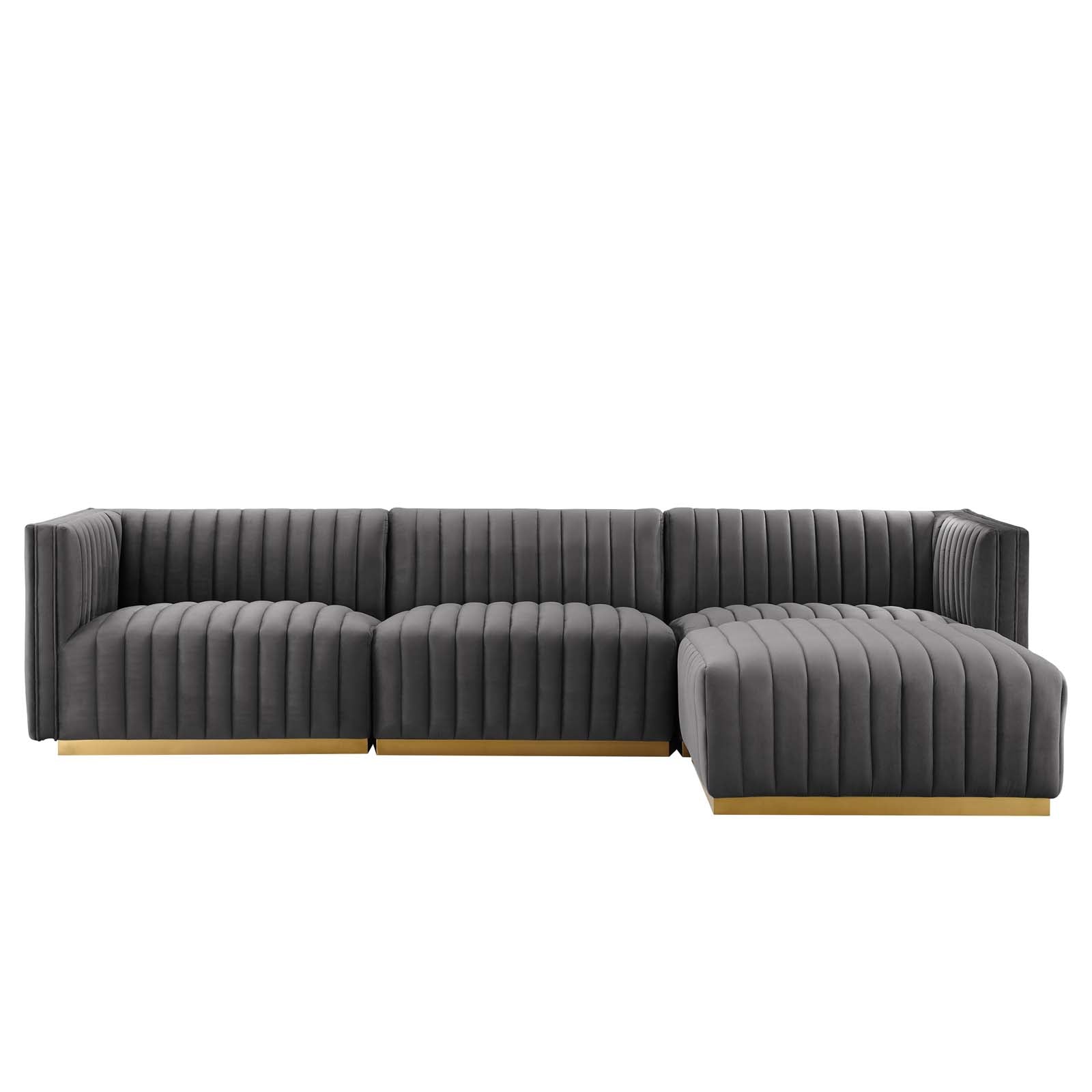 Conjure Channel Tufted Performance Velvet 4-Piece Sectional By Modway - EEI-5844 | Sectional - 42
