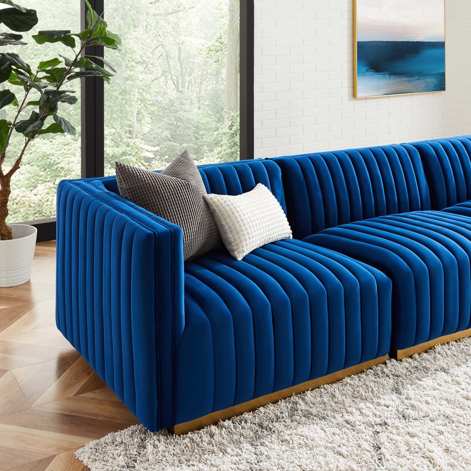 Conjure Channel Tufted Performance Velvet 4-Piece Sectional By Modway - EEI-5844 | Sectional - 56