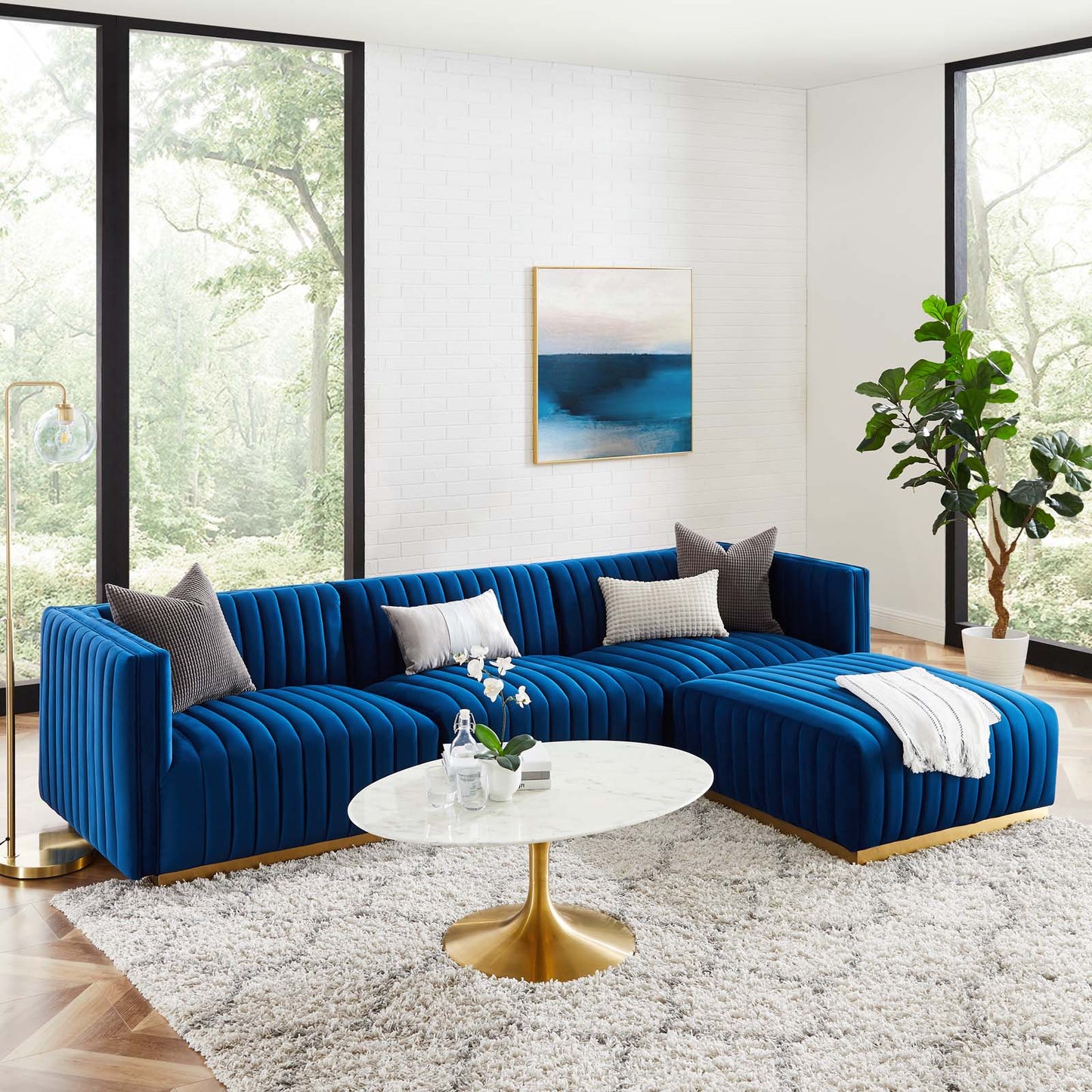 Conjure Channel Tufted Performance Velvet 4-Piece Sectional By Modway - EEI-5844 | Sectional - 57