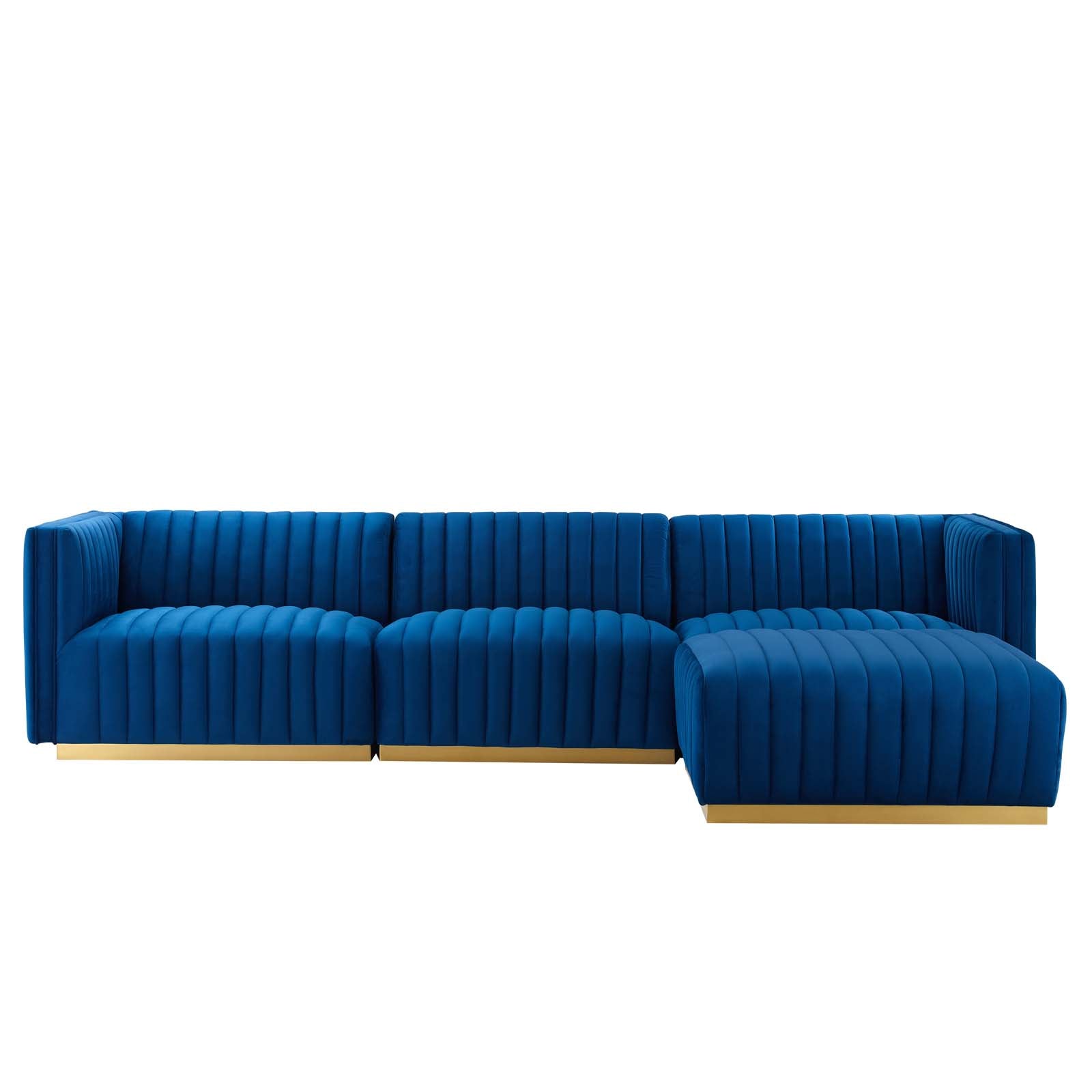 Conjure Channel Tufted Performance Velvet 4-Piece Sectional By Modway - EEI-5844 | Sectional - 58