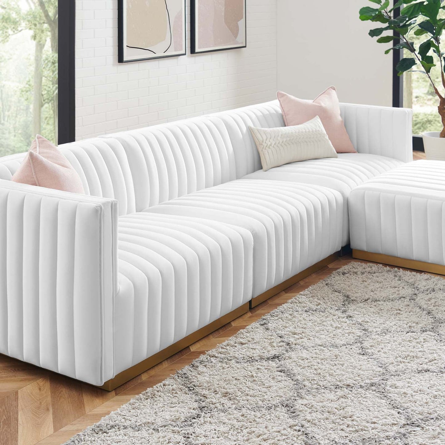 Conjure Channel Tufted Performance Velvet 4-Piece Sectional By Modway - EEI-5844 | Sectional - 72