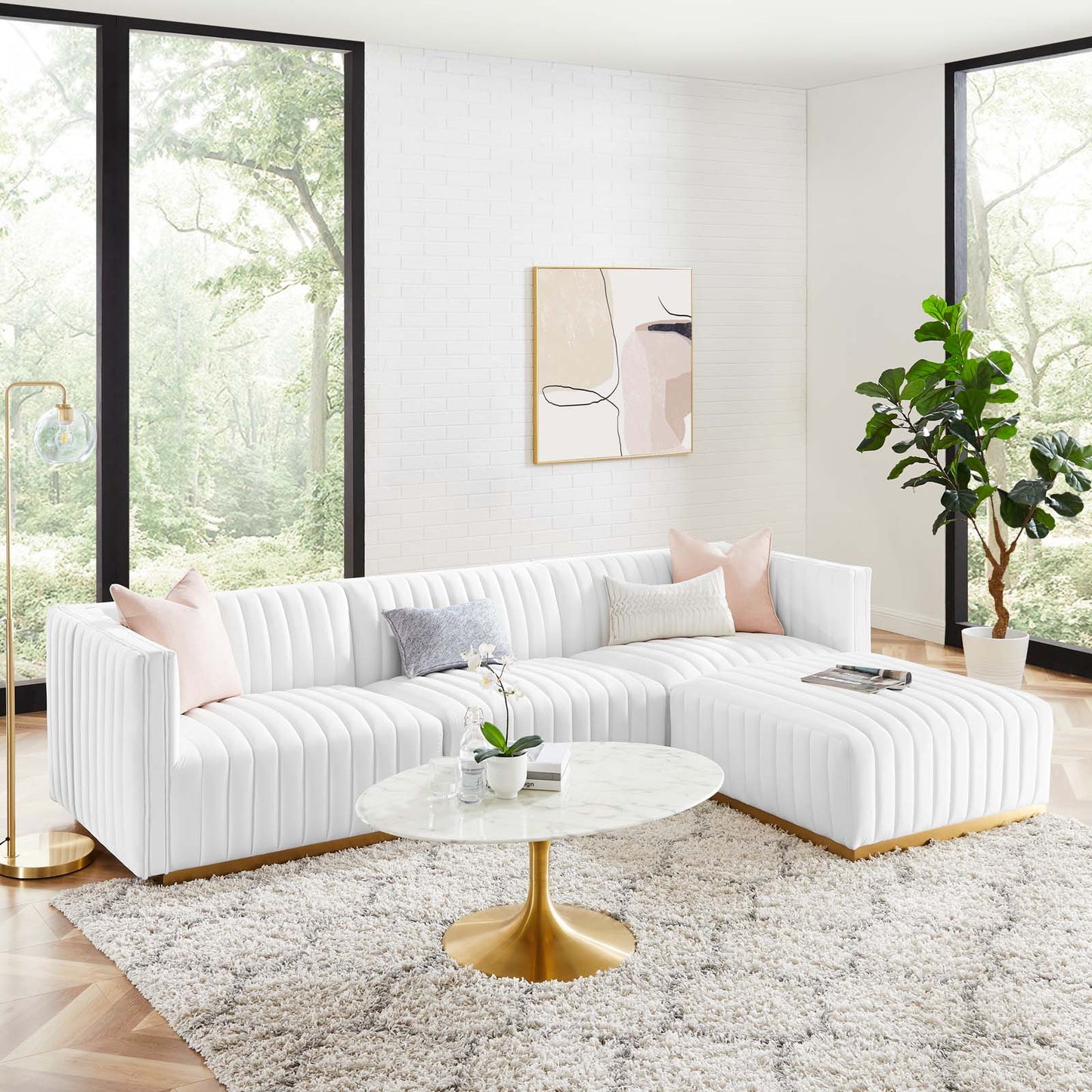 Conjure Channel Tufted Performance Velvet 4-Piece Sectional By Modway - EEI-5844 | Sectional - 73