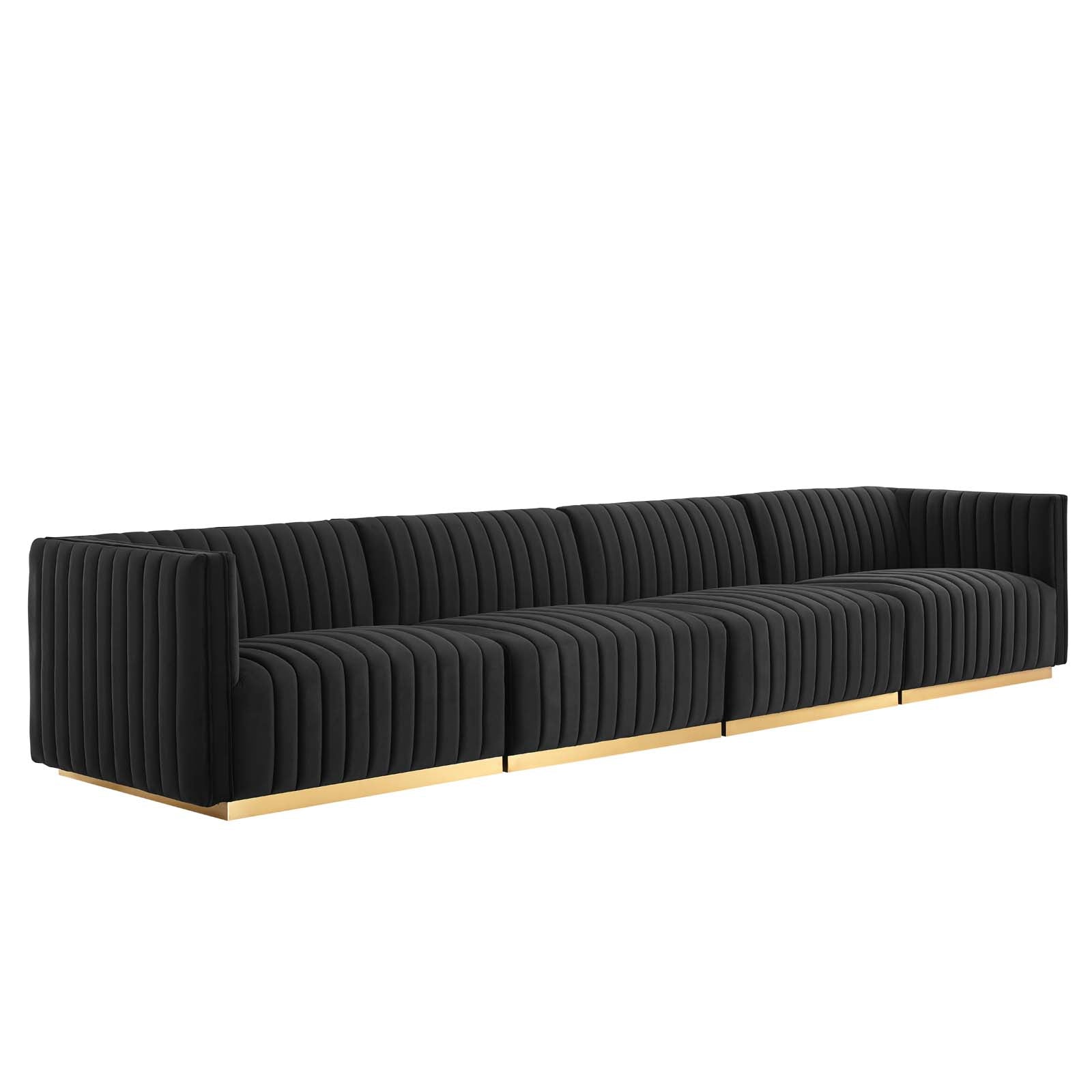 Conjure Channel Tufted Performance Velvet 4-Piece Sofa By Modway - EEI-5845 | Sofas - 2