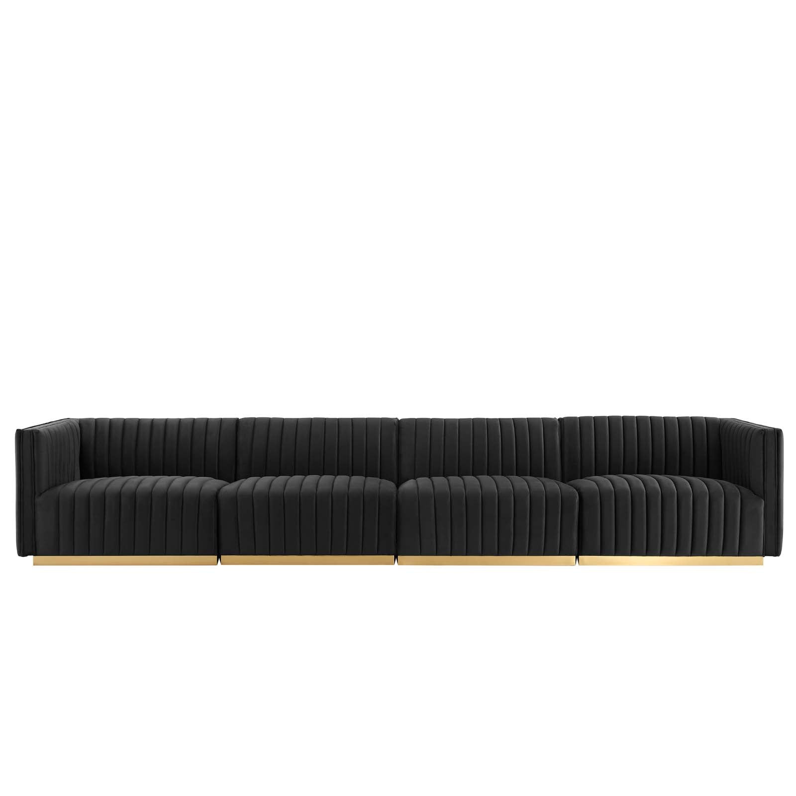Conjure Channel Tufted Performance Velvet 4-Piece Sofa By Modway - EEI-5845 | Sofas - 7