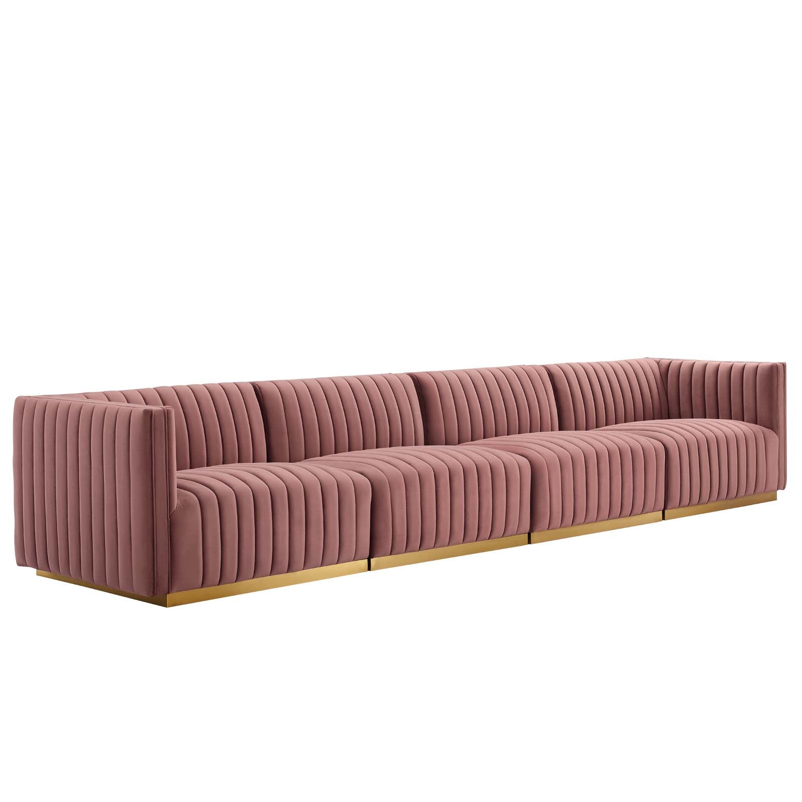 Conjure Channel Tufted Performance Velvet 4-Piece Sofa By Modway - EEI-5845 | Sofas - 14