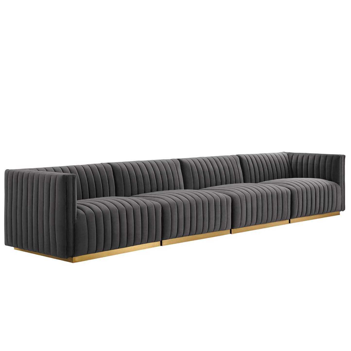 Conjure Channel Tufted Performance Velvet 4-Piece Sofa By Modway - EEI-5845 | Sofas - 27