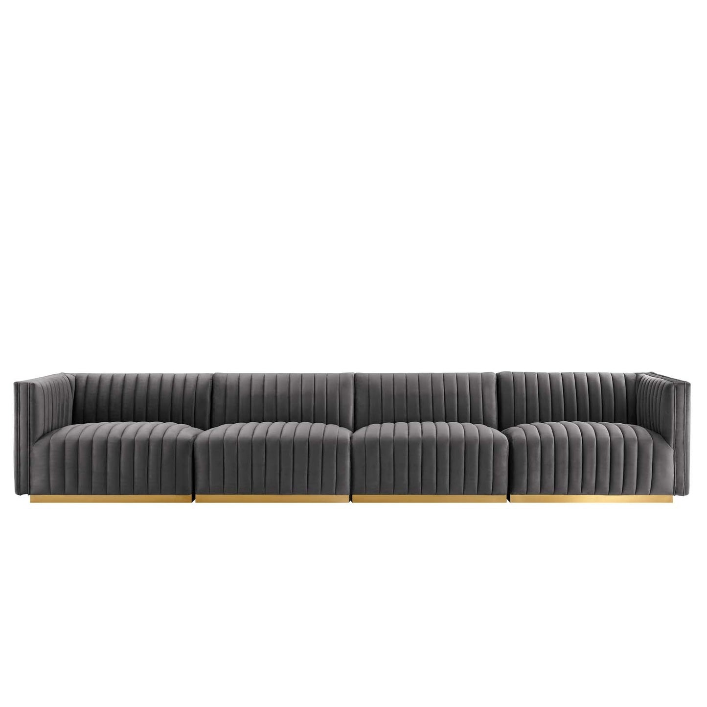 Conjure Channel Tufted Performance Velvet 4-Piece Sofa By Modway - EEI-5845 | Sofas - 33