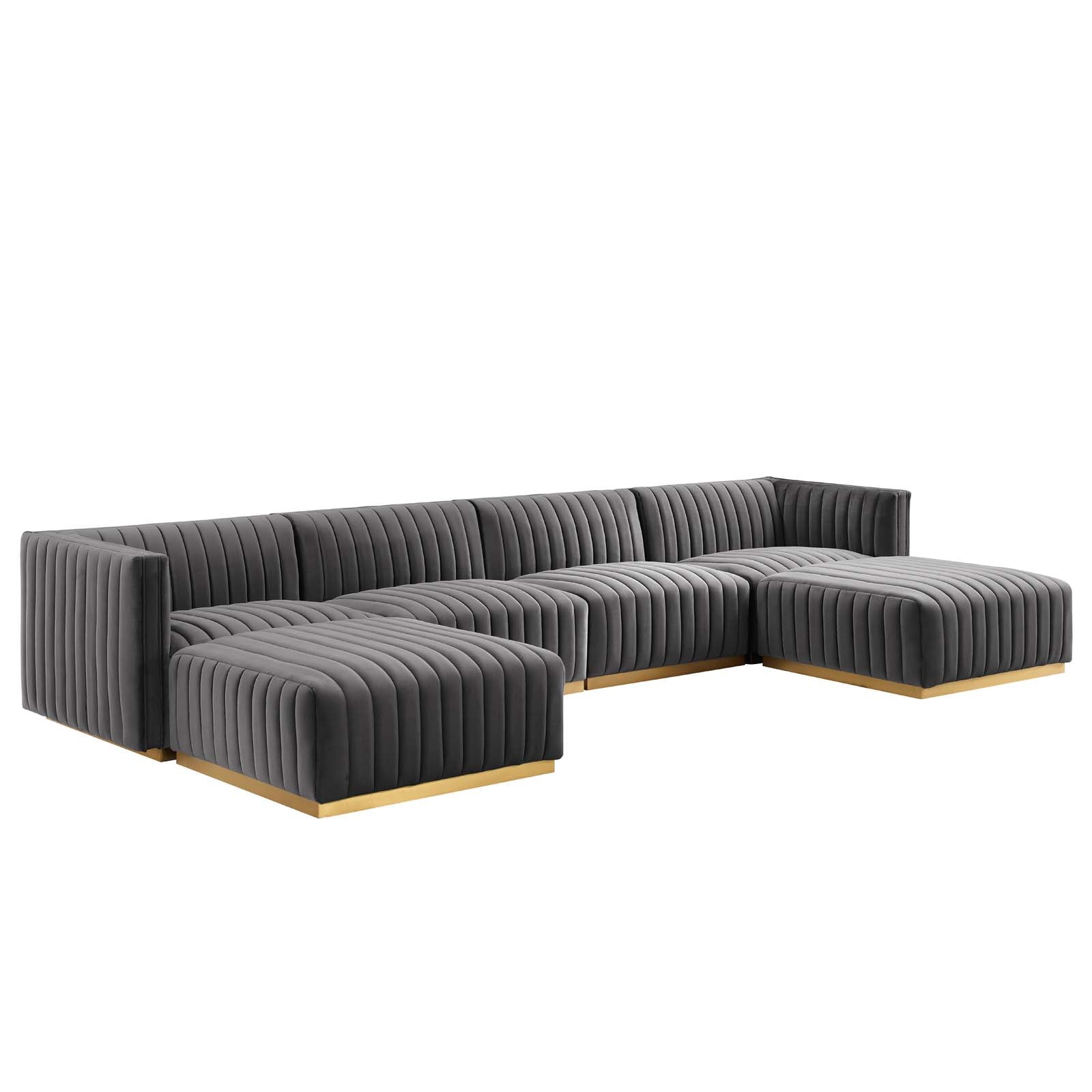 Conjure Channel Tufted Performance Velvet 6-Piece Sectional By Modway - EEI-5846 | Sectional - 33