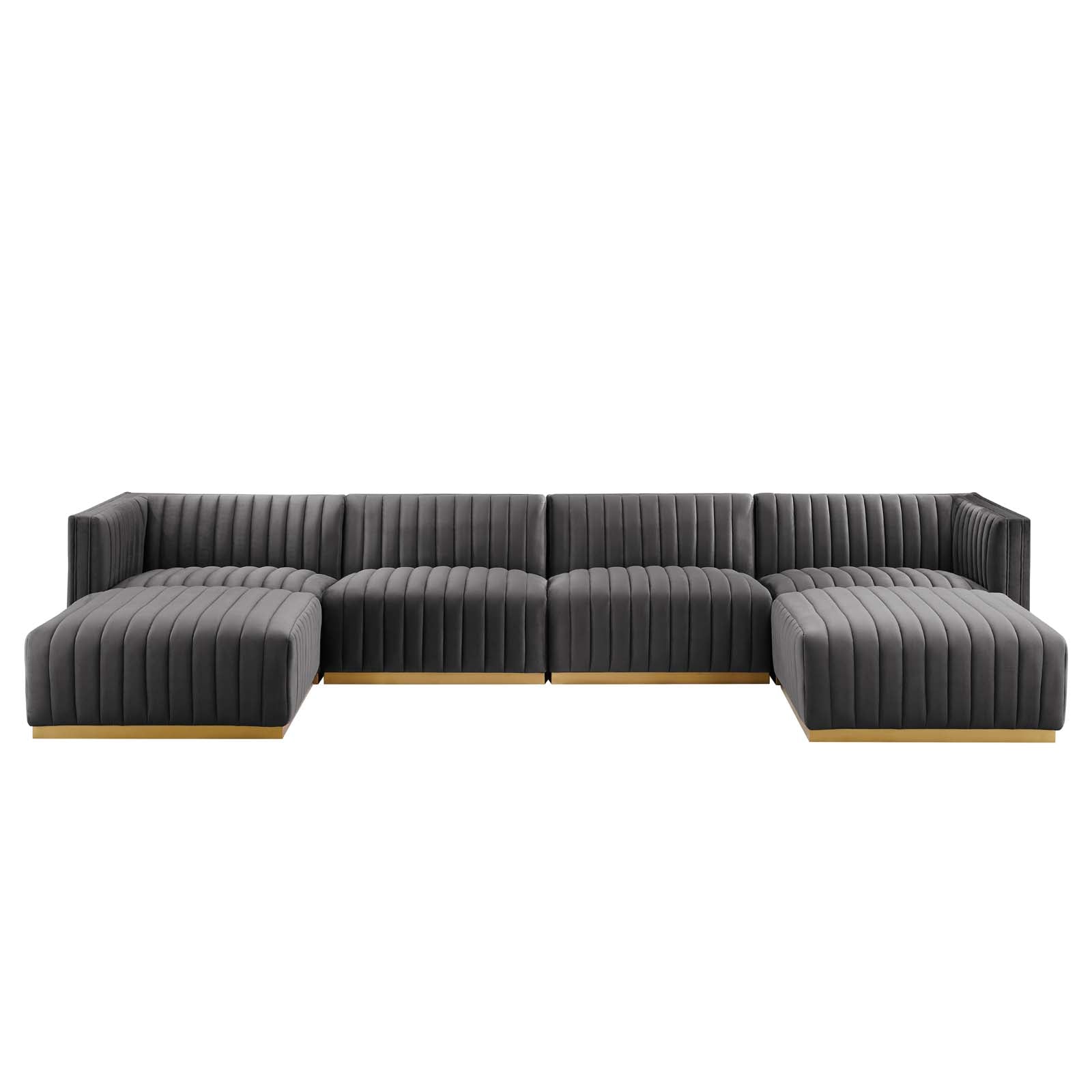 Conjure Channel Tufted Performance Velvet 6-Piece Sectional By Modway - EEI-5846 | Sectional - 42